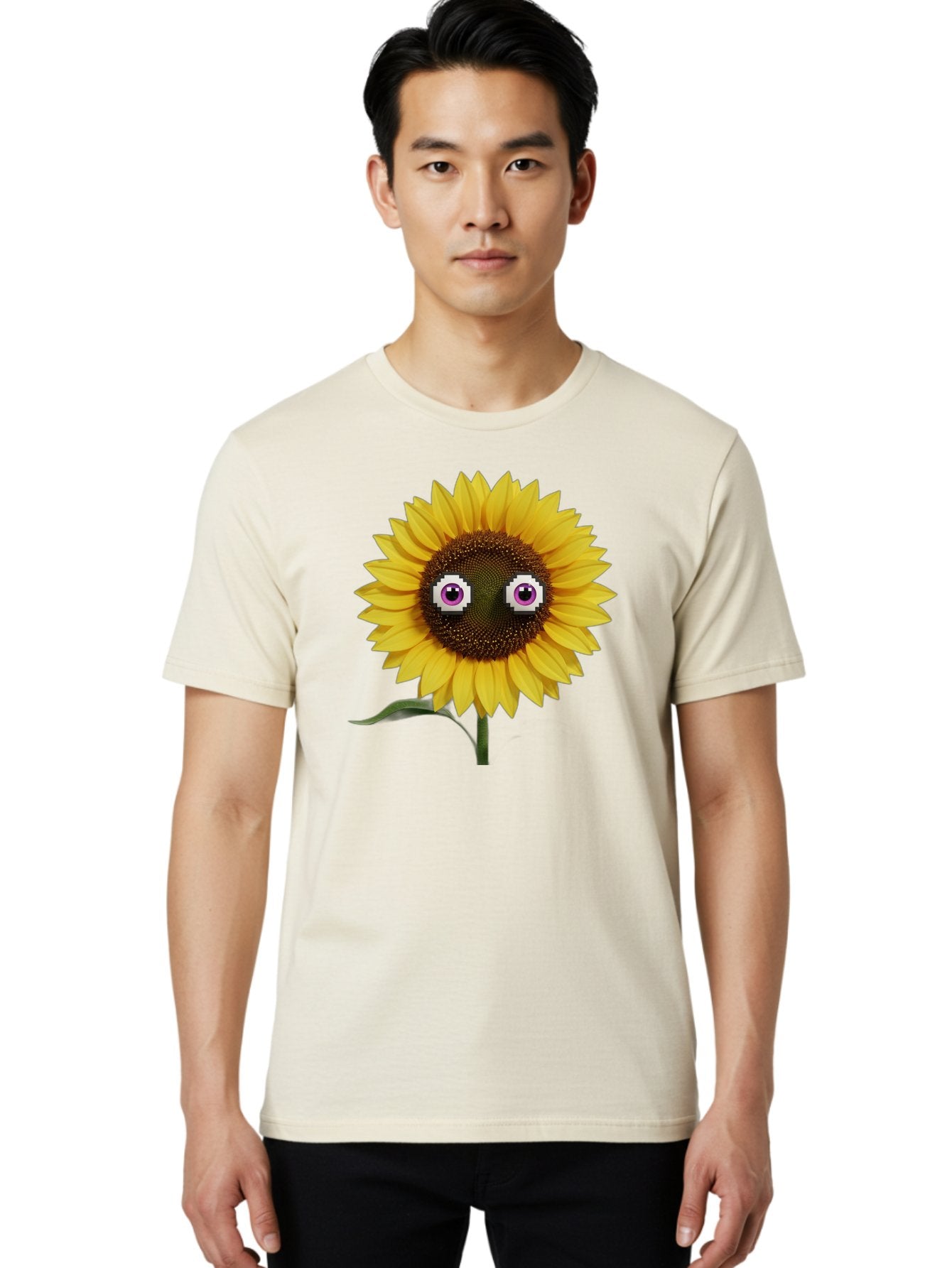 Sunflower-With-Eyes Men'S Graphic Tee, 100% Cotton, Comfortable Casual Summer Wear, Machine Washable, Vintage Camera, Old Camera, Antique Camera, Black Camera, Classic Photography, Photography Equipment, Nostalgic Device, Film Camera, Bag046 20