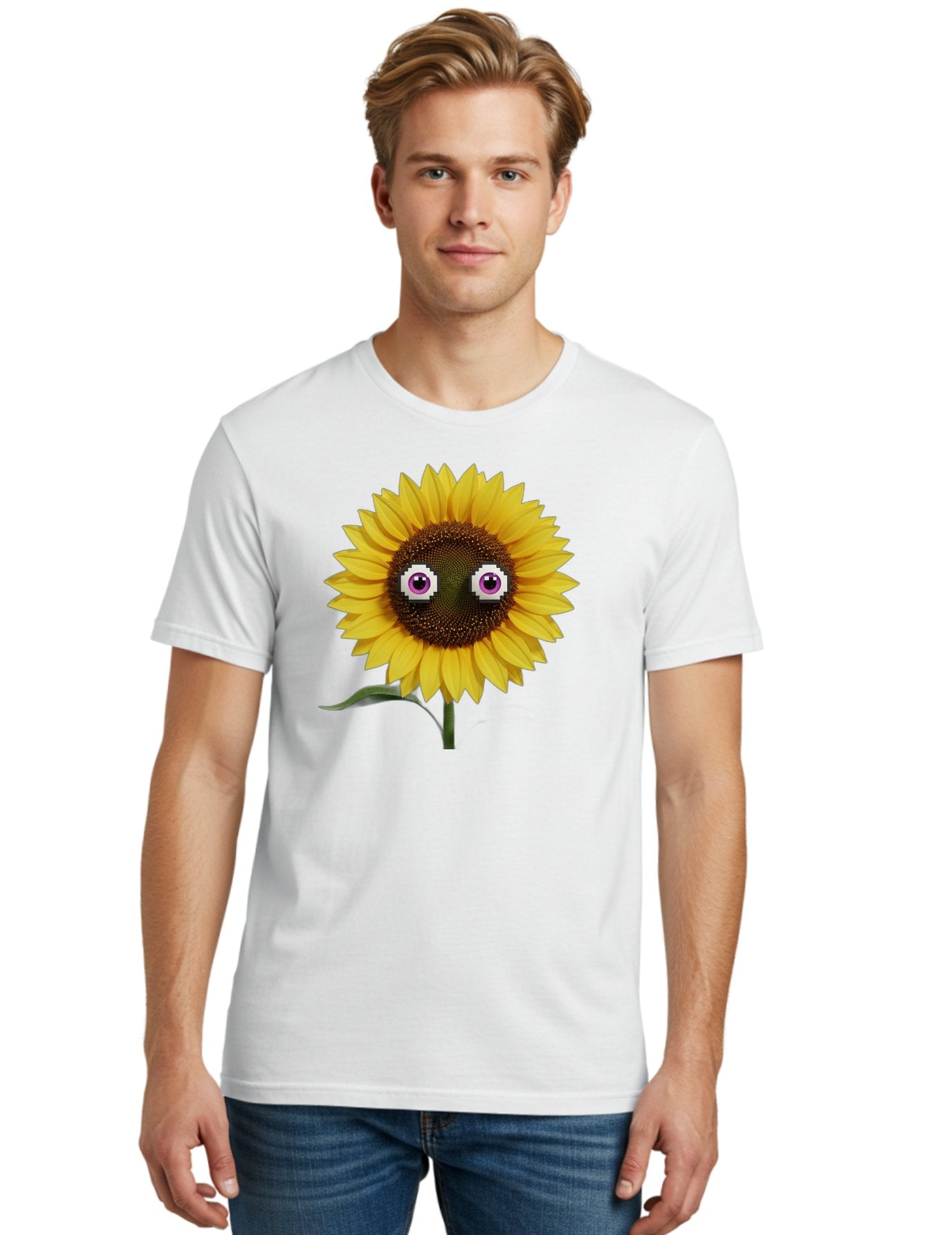 Sunflower-With-Eyes Men'S Graphic Tee, 100% Cotton, Comfortable Casual Summer Wear, Machine Washable, Vintage Camera, Old Camera, Antique Camera, Black Camera, Classic Photography, Photography Equipment, Nostalgic Device, Film Camera, Bag046 22