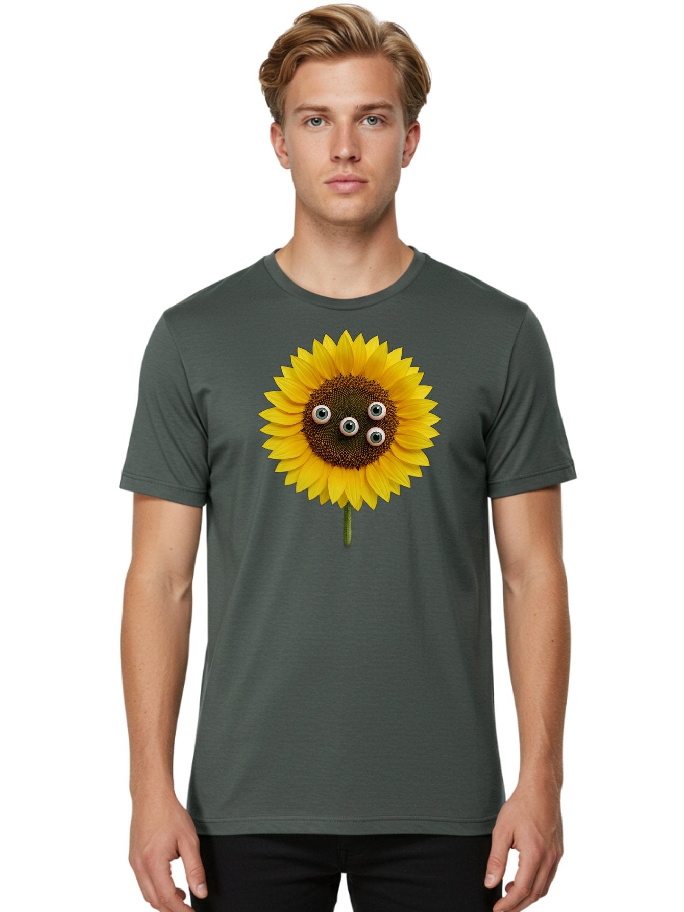 Sunflower-With-Googly-Eyes Men'S Graphic Tee, 100% Cotton, Comfortable Casual Summer Wear, Machine Washable, Vintage Camera, Old Camera, Antique Camera, Black Camera, Classic Photography, Photography Equipment, Nostalgic Device, Film Camera, Bag047 27