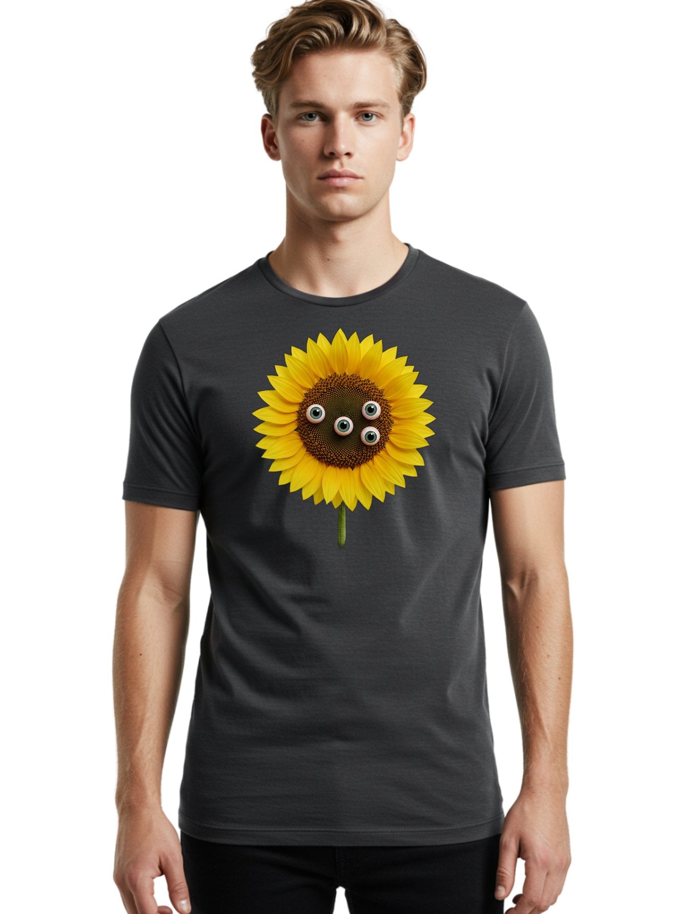 Sunflower-With-Googly-Eyes Men'S Graphic Tee, 100% Cotton, Comfortable Casual Summer Wear, Machine Washable, Vintage Camera, Old Camera, Antique Camera, Black Camera, Classic Photography, Photography Equipment, Nostalgic Device, Film Camera, Bag047 29