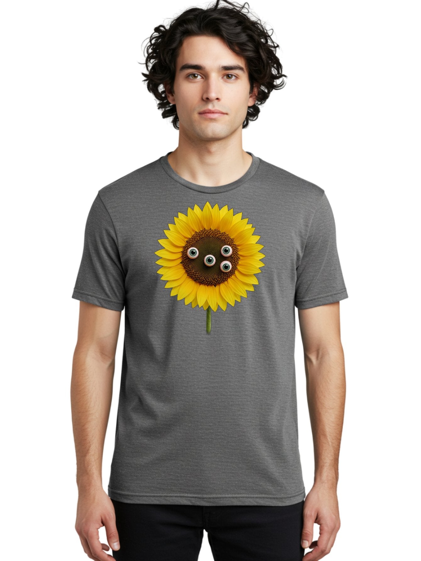 Sunflower-With-Googly-Eyes Men'S Graphic Tee, 100% Cotton, Comfortable Casual Summer Wear, Machine Washable, Vintage Camera, Old Camera, Antique Camera, Black Camera, Classic Photography, Photography Equipment, Nostalgic Device, Film Camera, Bag047 25