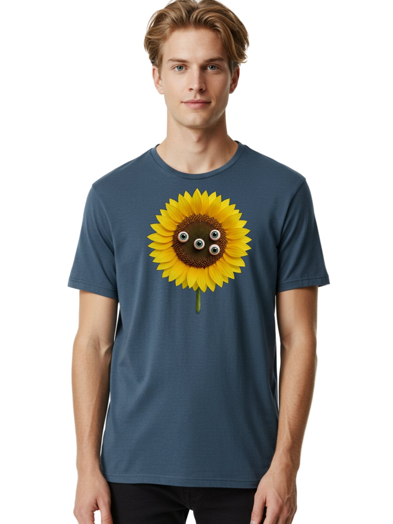 Sunflower-With-Googly-Eyes Men'S Graphic Tee, 100% Cotton, Comfortable Casual Summer Wear, Machine Washable, Vintage Camera, Old Camera, Antique Camera, Black Camera, Classic Photography, Photography Equipment, Nostalgic Device, Film Camera, Bag047 30