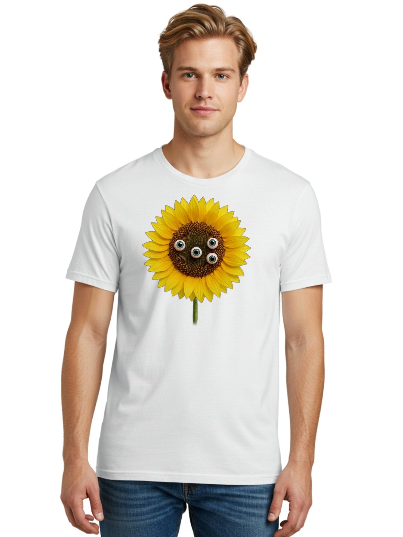 Sunflower-With-Googly-Eyes Men'S Graphic Tee, 100% Cotton, Comfortable Casual Summer Wear, Machine Washable, Vintage Camera, Old Camera, Antique Camera, Black Camera, Classic Photography, Photography Equipment, Nostalgic Device, Film Camera, Bag047 16