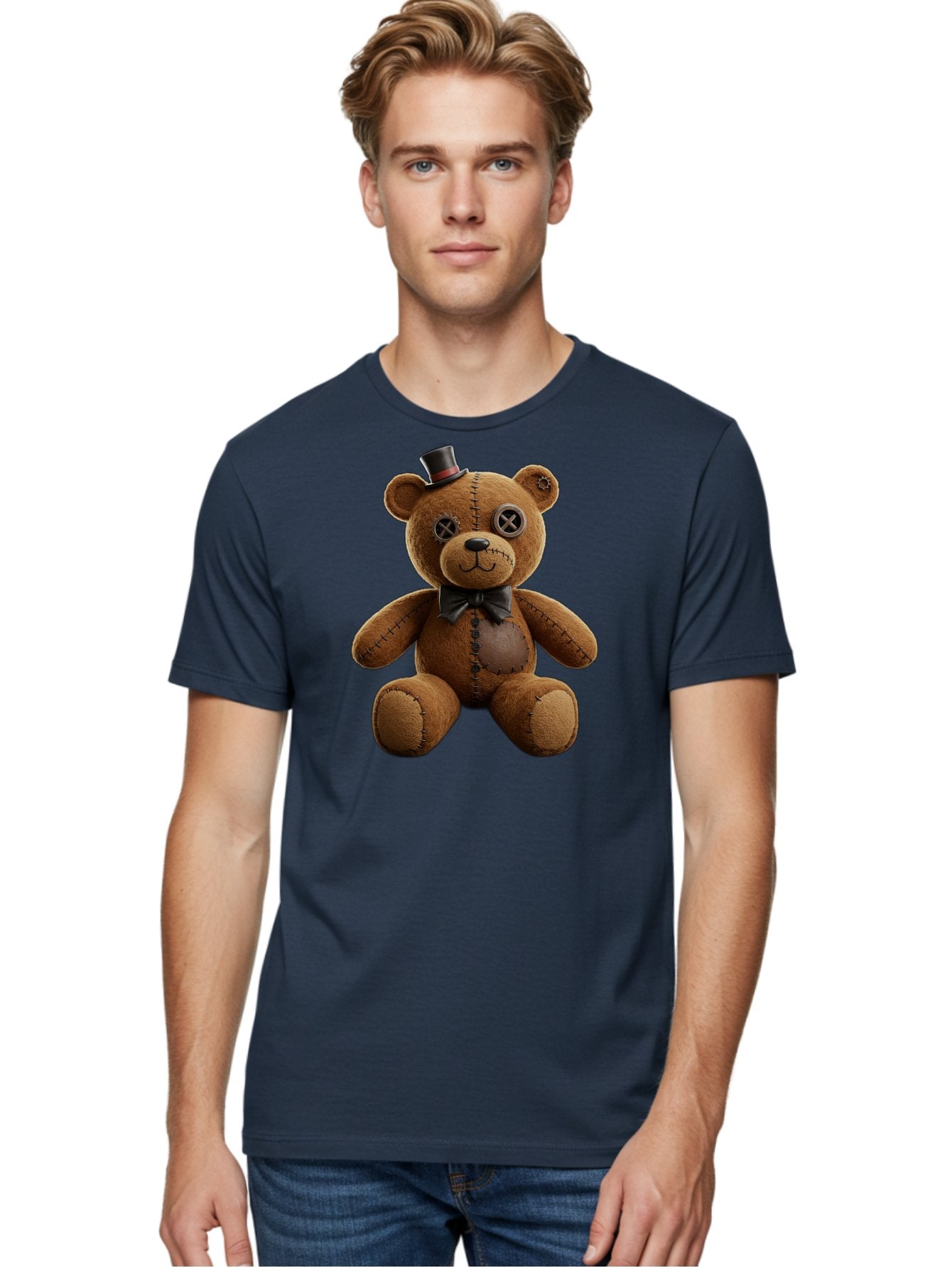Teddy-Bear-With-Top-Hat Men'S Graphic Tee, 100% Cotton, Comfortable Casual Summer Wear, Machine Washable, Vintage Camera, Old Camera, Antique Camera, Black Camera, Classic Photography, Photography Equipment, Nostalgic Device, Film Camera, Bag056 20