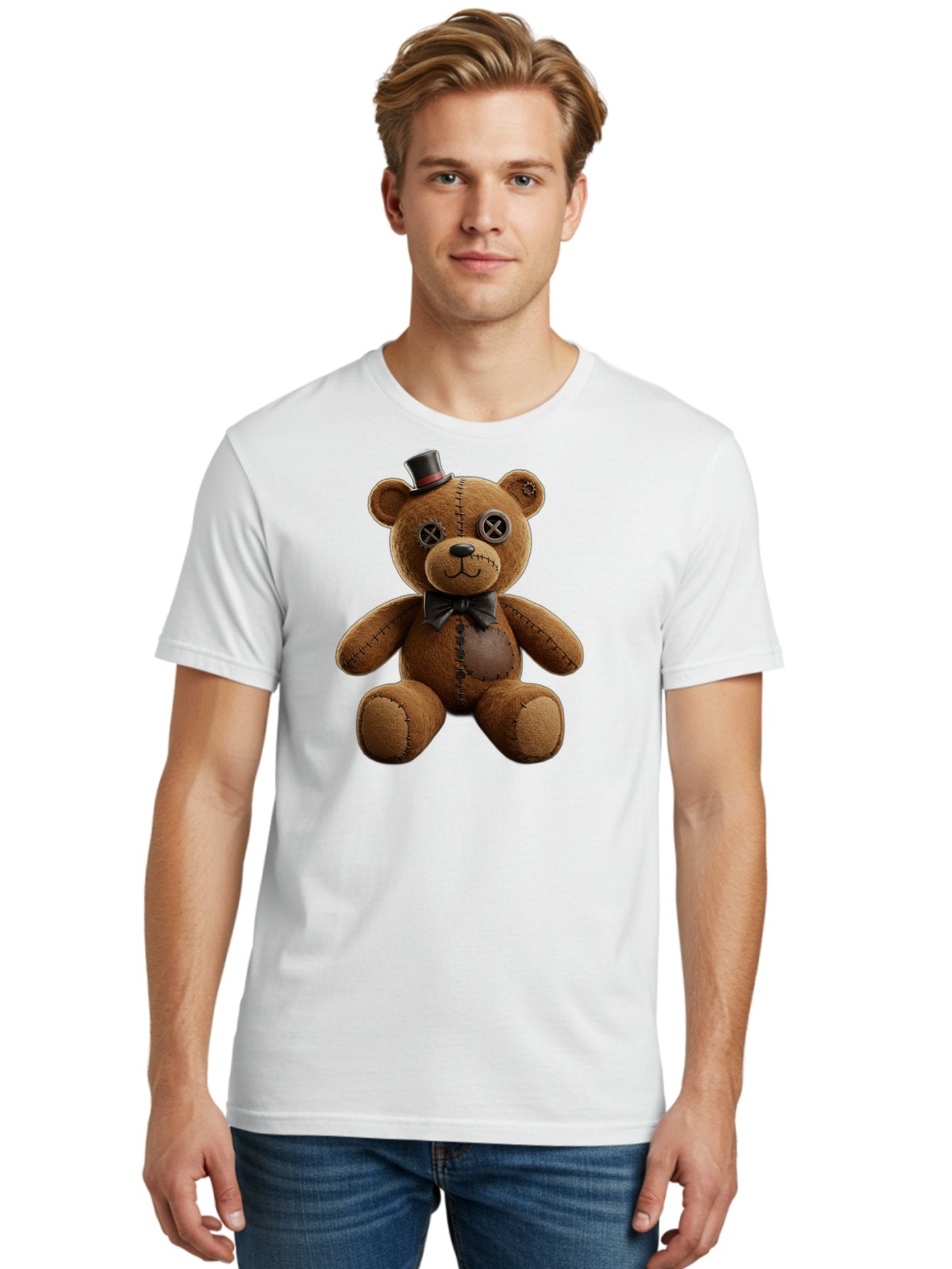Teddy-Bear-With-Top-Hat Men'S Graphic Tee, 100% Cotton, Comfortable Casual Summer Wear, Machine Washable, Vintage Camera, Old Camera, Antique Camera, Black Camera, Classic Photography, Photography Equipment, Nostalgic Device, Film Camera, Bag056 30
