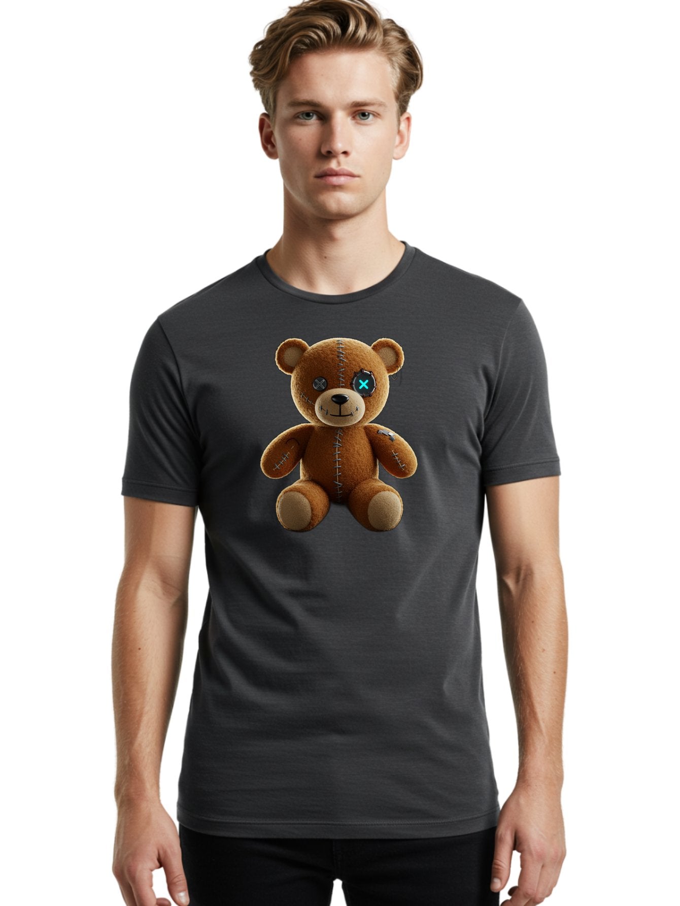 Teddy-Bear-With-X-Stitch-Eyes Men'S Graphic Tee, 100% Cotton, Comfortable Casual Summer Wear, Machine Washable, Vintage Camera, Old Camera, Antique Camera, Black Camera, Classic Photography, Photography Equipment, Nostalgic Device, Bag058 23