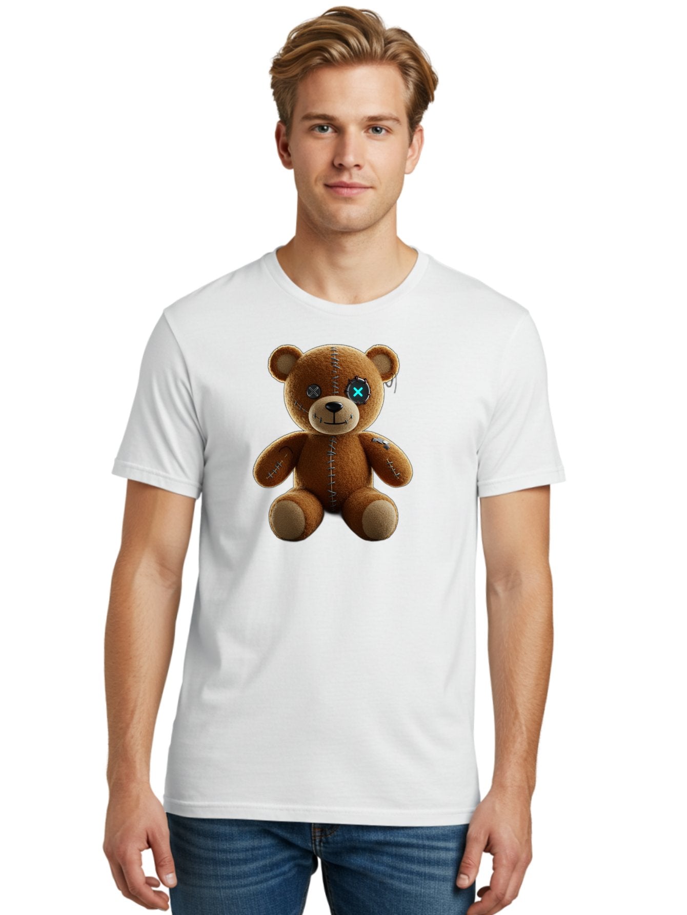 Teddy-Bear-With-X-Stitch-Eyes Men'S Graphic Tee, 100% Cotton, Comfortable Casual Summer Wear, Machine Washable, Vintage Camera, Old Camera, Antique Camera, Black Camera, Classic Photography, Photography Equipment, Nostalgic Device, Bag058 28