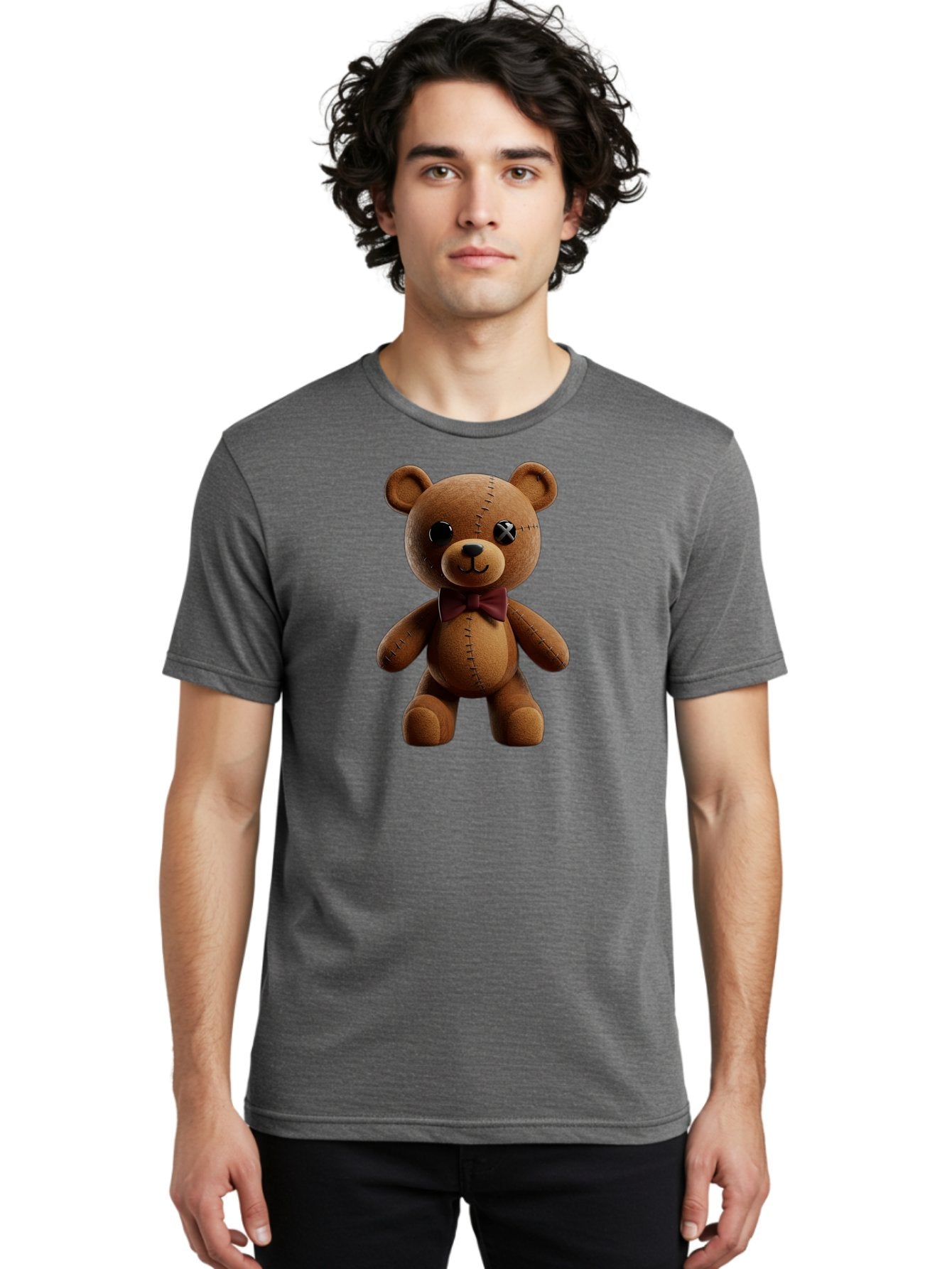 Teddy-Bear-With-X-Stitched-Eye Men'S Graphic Tee, 100% Cotton, Comfortable Casual Summer Wear, Machine Washable, Vintage Camera, Old Camera, Antique Camera, Black Camera, Classic Photography, Photography Equipment, Nostalgic Device, Bag059 16