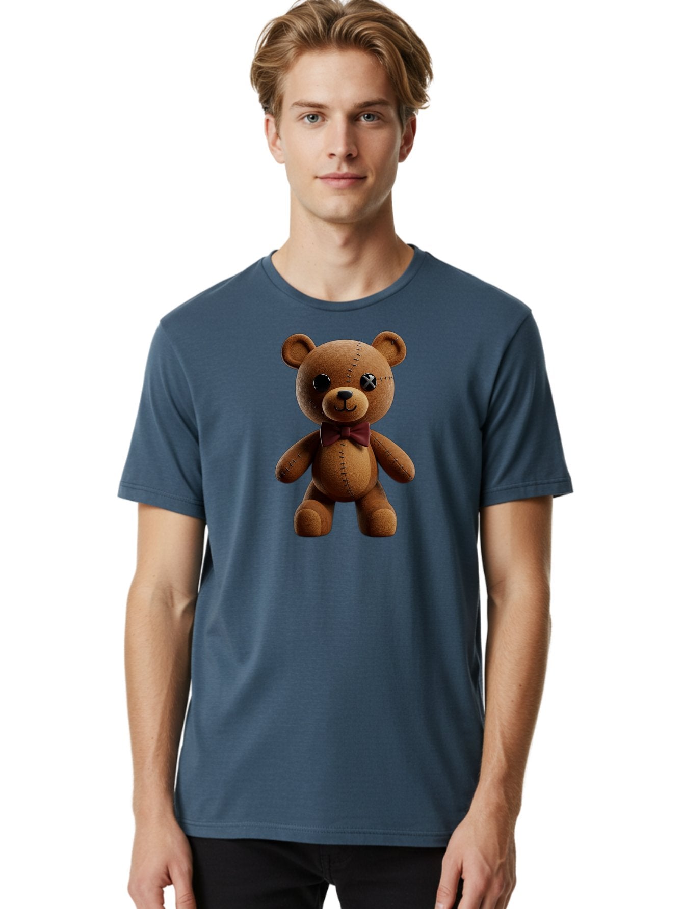 Teddy-Bear-With-X-Stitched-Eye Men'S Graphic Tee, 100% Cotton, Comfortable Casual Summer Wear, Machine Washable, Vintage Camera, Old Camera, Antique Camera, Black Camera, Classic Photography, Photography Equipment, Nostalgic Device, Bag059 30