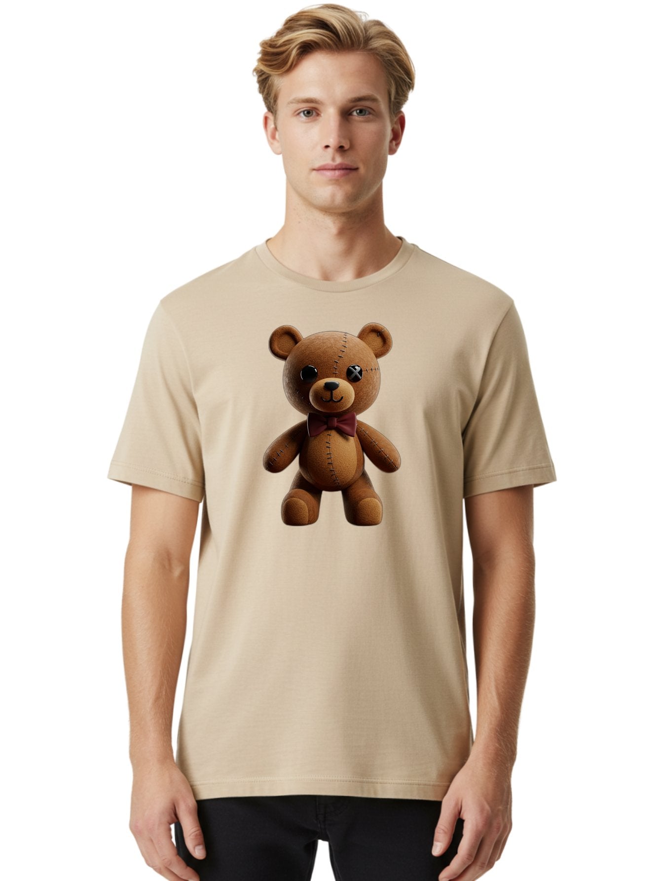 Teddy-Bear-With-X-Stitched-Eye Men'S Graphic Tee, 100% Cotton, Comfortable Casual Summer Wear, Machine Washable, Vintage Camera, Old Camera, Antique Camera, Black Camera, Classic Photography, Photography Equipment, Nostalgic Device, Bag059 21