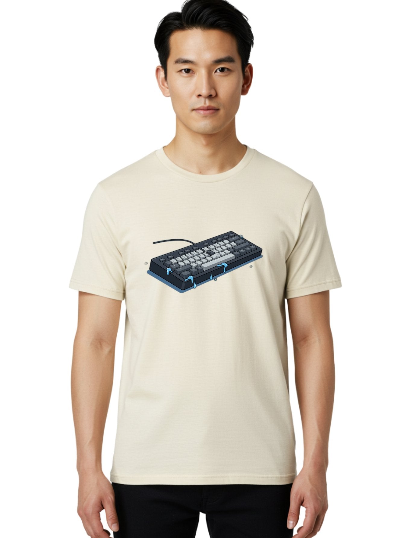 Water-Damaged-Keyboard Men'S Graphic Tee, 100% Cotton, Comfortable Casual Summer Wear, Machine Washable, Vintage Camera, Old Camera, Antique Camera, Black Camera, Classic Photography, Photography Equipment, Nostalgic Device, Film Camera, Bag095 24
