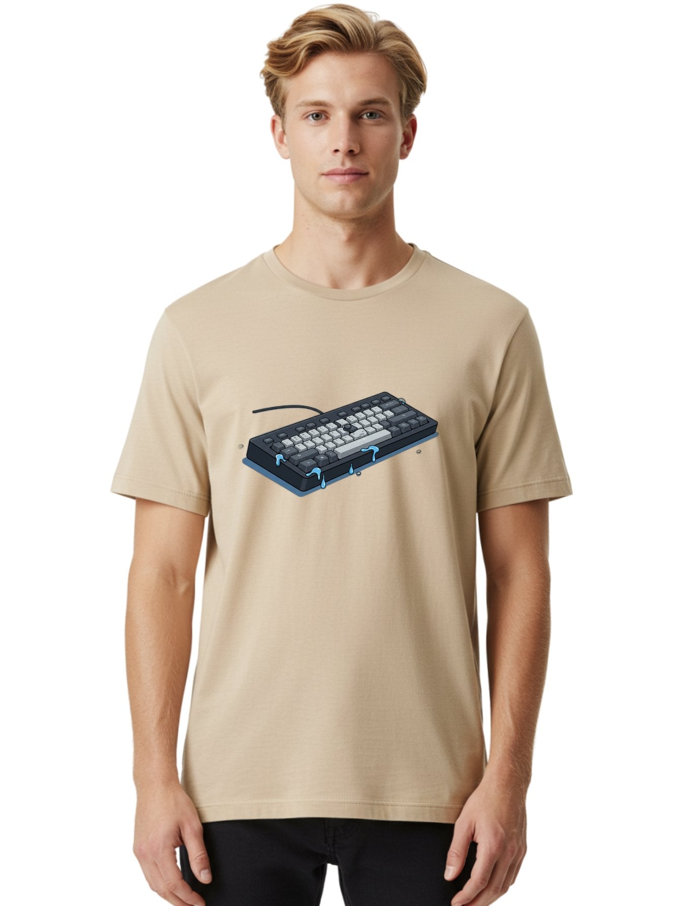Water-Damaged-Keyboard Men'S Graphic Tee, 100% Cotton, Comfortable Casual Summer Wear, Machine Washable, Vintage Camera, Old Camera, Antique Camera, Black Camera, Classic Photography, Photography Equipment, Nostalgic Device, Film Camera, Bag095 20