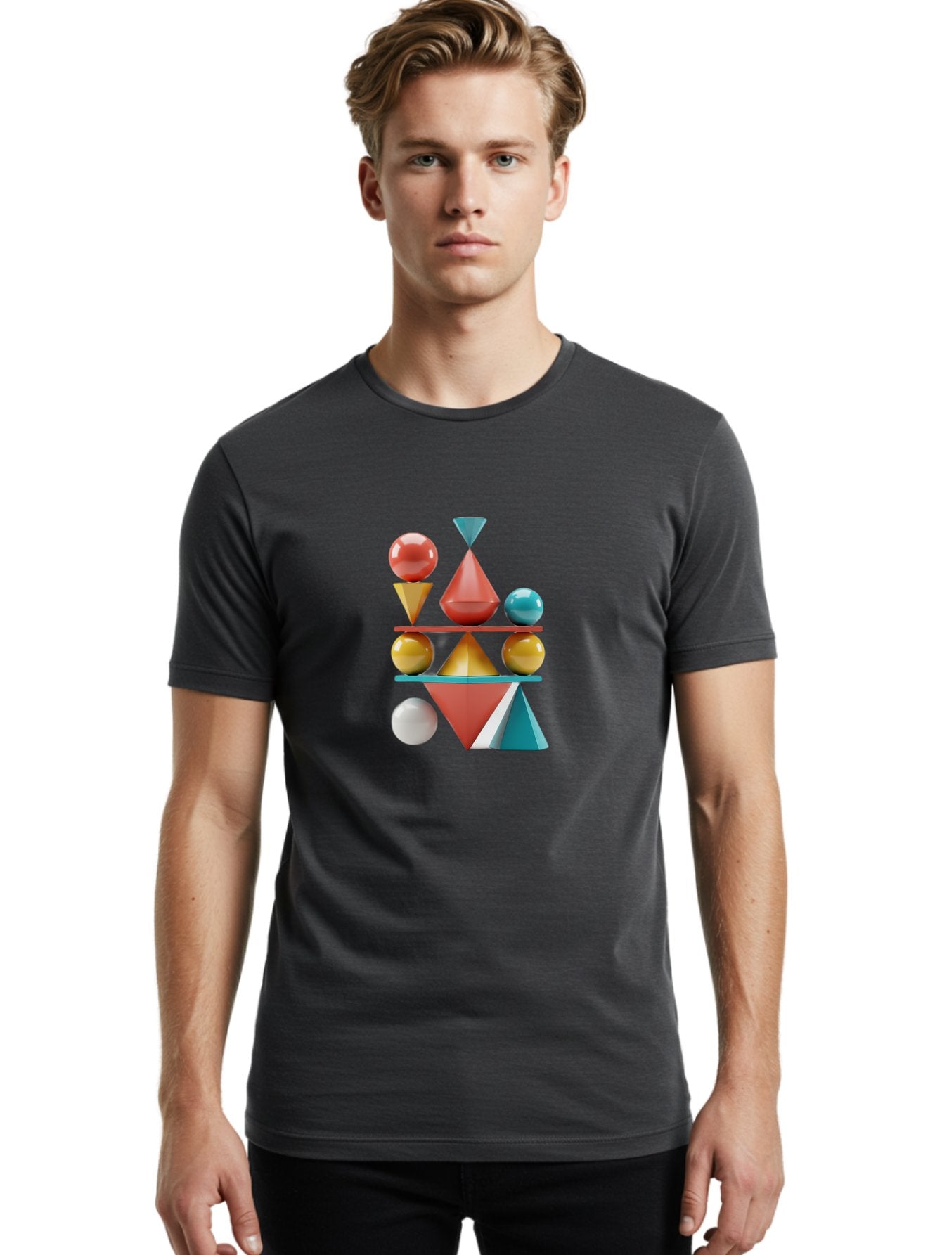 3D-Geometric-Shapes Men'S Graphic Tee, 100% Cotton, Comfortable Casual Summer Wear, Machine Washable, Vintage Camera, Old Camera, Antique Camera, Black Camera, Classic Photography, Photography Equipment, Nostalgic Device, Film Camera, Bag106 30