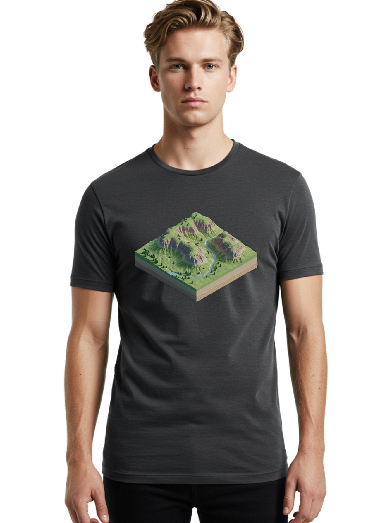 3D-Mountain-Landscape Men'S Graphic Tee, 100% Cotton, Comfortable Casual Summer Wear, Machine Washable, Vintage Camera, Old Camera, Antique Camera, Black Camera, Classic Photography, Photography Equipment, Nostalgic Device, Film Camera, Bag110 28
