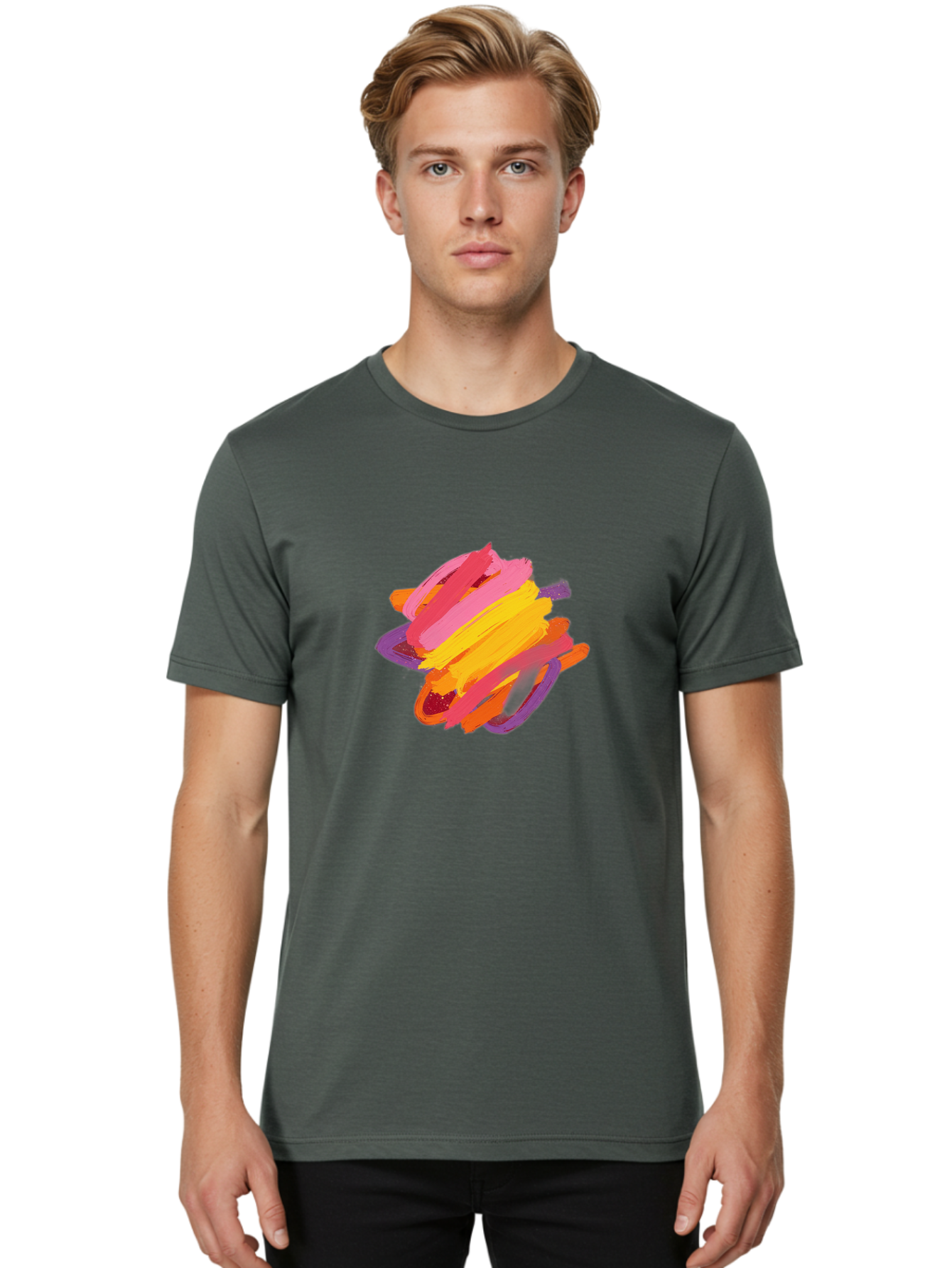 Abstract-Brush-Stroke Men'S Graphic Tee, 100% Cotton, Comfortable Casual Summer Wear, Machine Washable, Vintage Camera, Old Camera, Antique Camera, Black Camera, Classic Photography, Photography Equipment, Nostalgic Device, Film Camera, Bag122 22