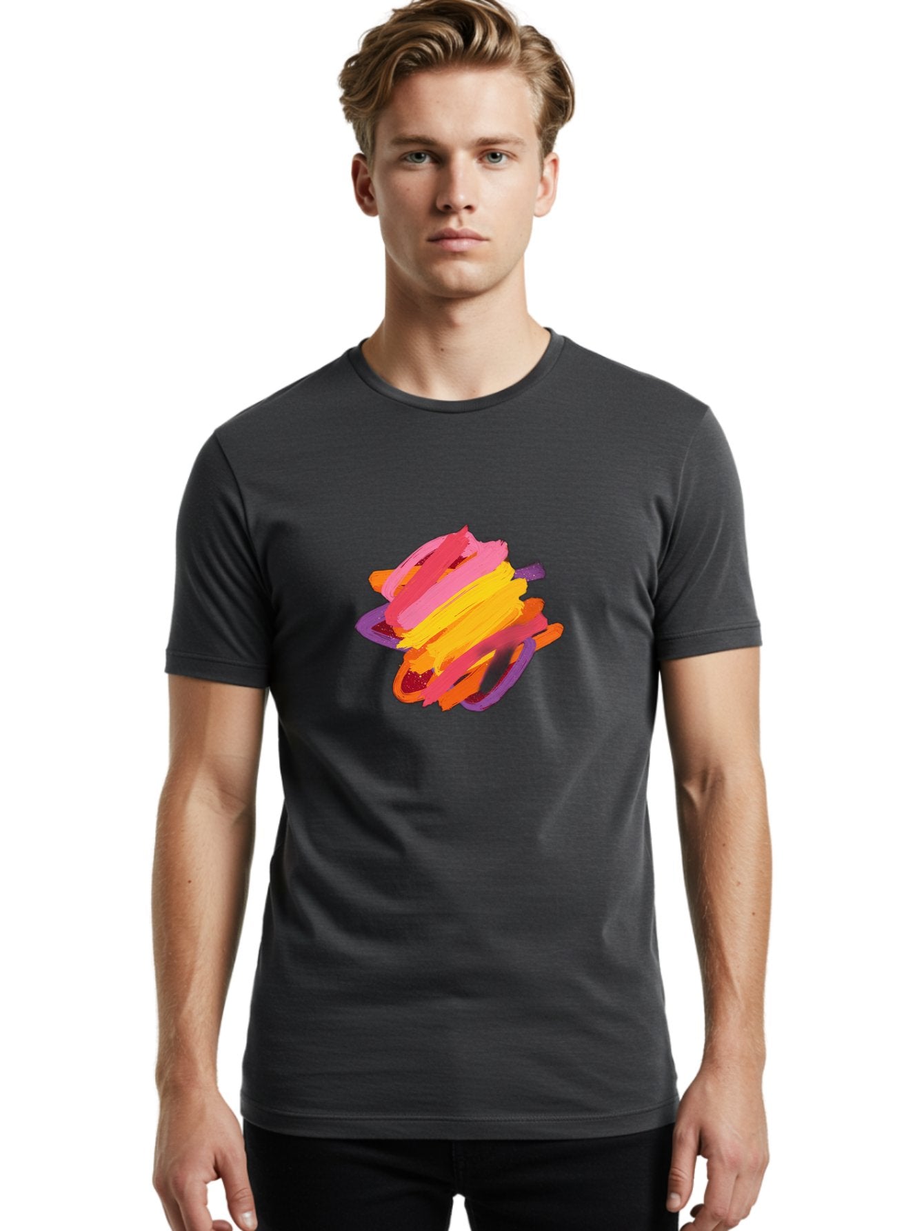 Abstract-Brush-Stroke Men'S Graphic Tee, 100% Cotton, Comfortable Casual Summer Wear, Machine Washable, Vintage Camera, Old Camera, Antique Camera, Black Camera, Classic Photography, Photography Equipment, Nostalgic Device, Film Camera, Bag122 23