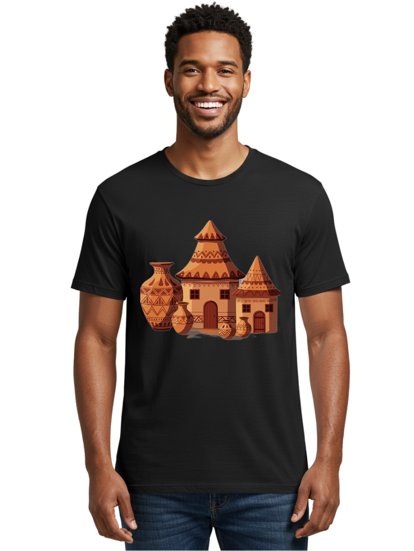 African-Huts-And-Vases Men'S Graphic Tee, 100% Cotton, Comfortable Casual Summer Wear, Machine Washable, Vintage Camera, Old Camera, Antique Camera, Black Camera, Classic Photography, Photography Equipment, Nostalgic Device, Film Camera, Bag130 30