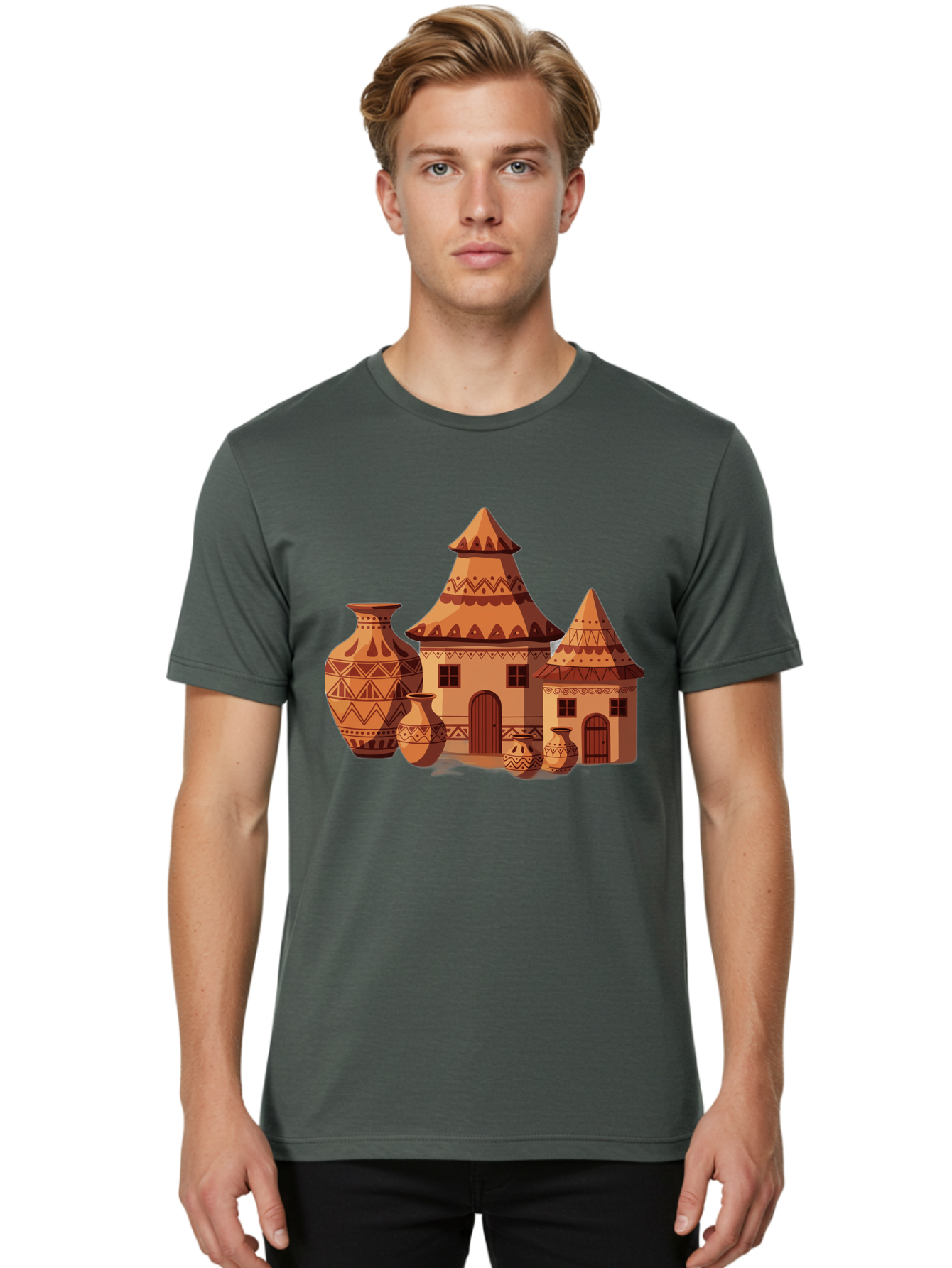 African-Huts-And-Vases Men'S Graphic Tee, 100% Cotton, Comfortable Casual Summer Wear, Machine Washable, Vintage Camera, Old Camera, Antique Camera, Black Camera, Classic Photography, Photography Equipment, Nostalgic Device, Film Camera, Bag130 18