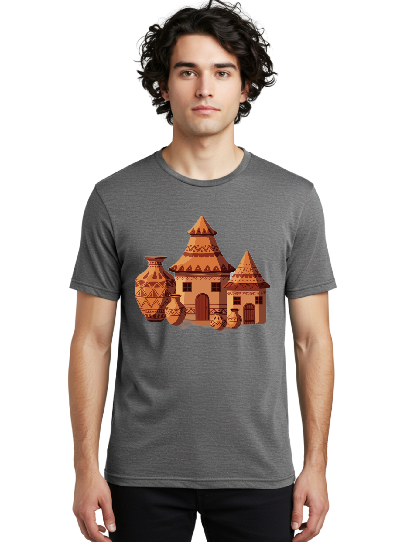 African-Huts-And-Vases Men'S Graphic Tee, 100% Cotton, Comfortable Casual Summer Wear, Machine Washable, Vintage Camera, Old Camera, Antique Camera, Black Camera, Classic Photography, Photography Equipment, Nostalgic Device, Film Camera, Bag130 19