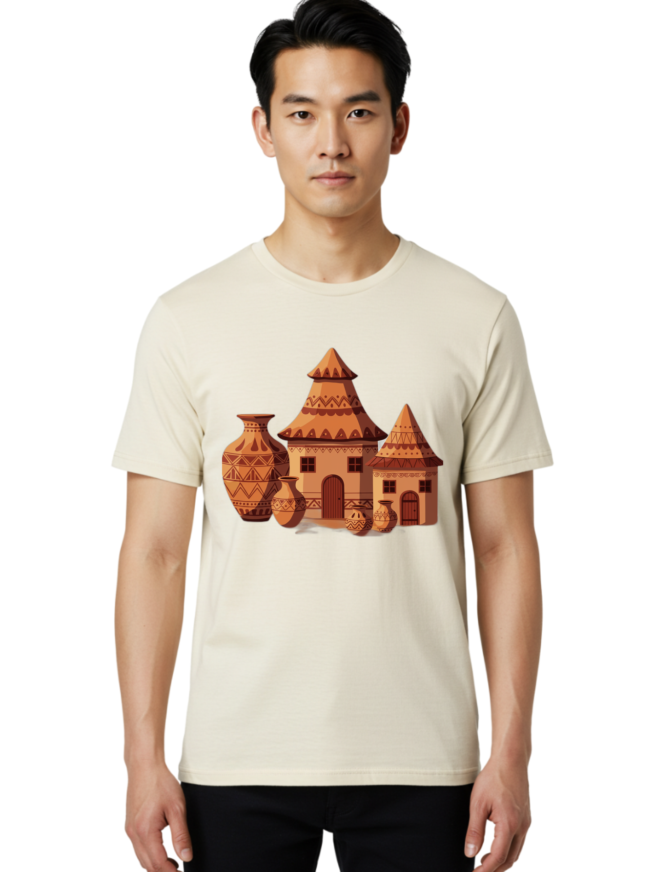 African-Huts-And-Vases Men'S Graphic Tee, 100% Cotton, Comfortable Casual Summer Wear, Machine Washable, Vintage Camera, Old Camera, Antique Camera, Black Camera, Classic Photography, Photography Equipment, Nostalgic Device, Film Camera, Bag130 28