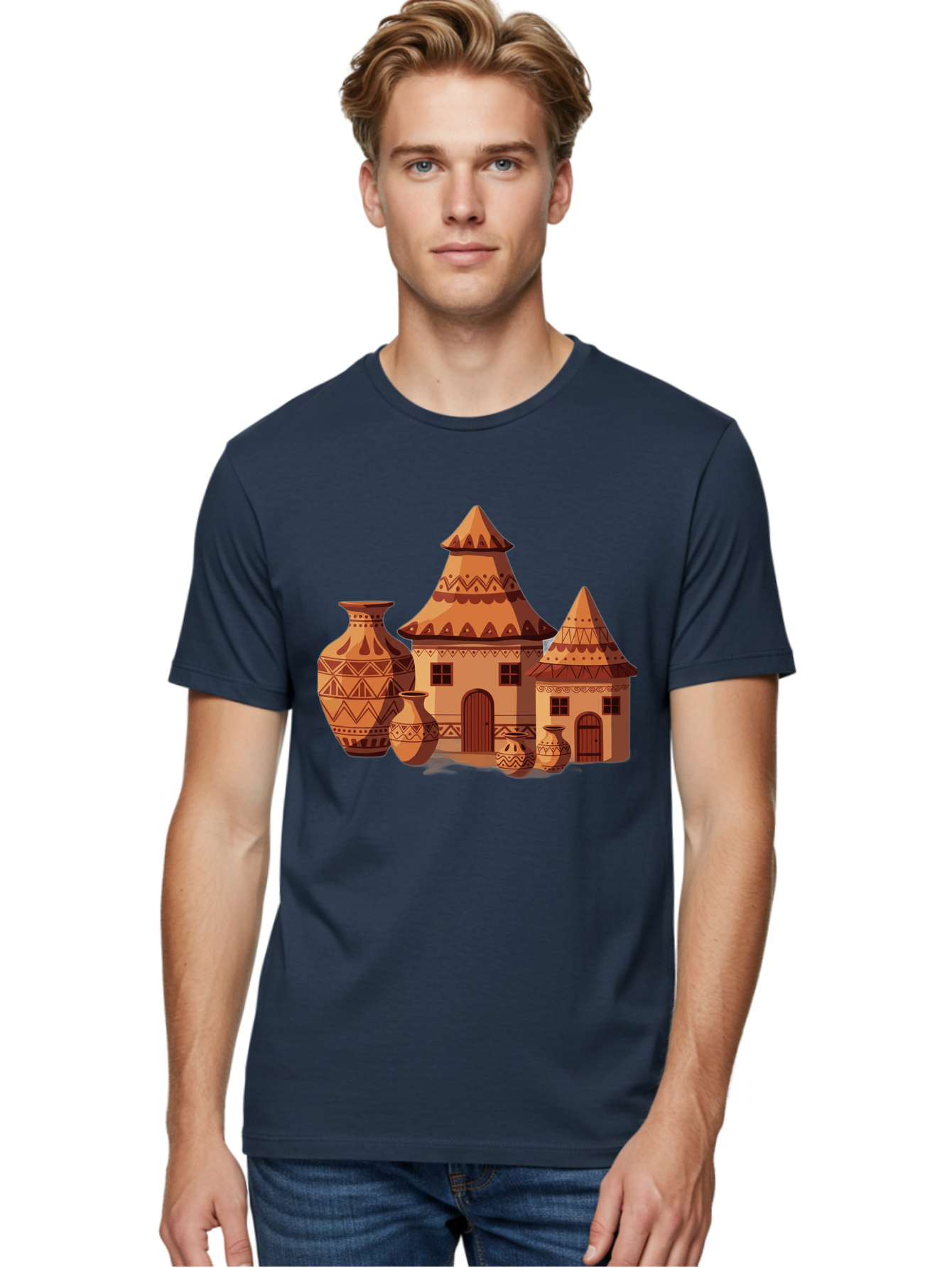 African-Huts-And-Vases Men'S Graphic Tee, 100% Cotton, Comfortable Casual Summer Wear, Machine Washable, Vintage Camera, Old Camera, Antique Camera, Black Camera, Classic Photography, Photography Equipment, Nostalgic Device, Film Camera, Bag130 23