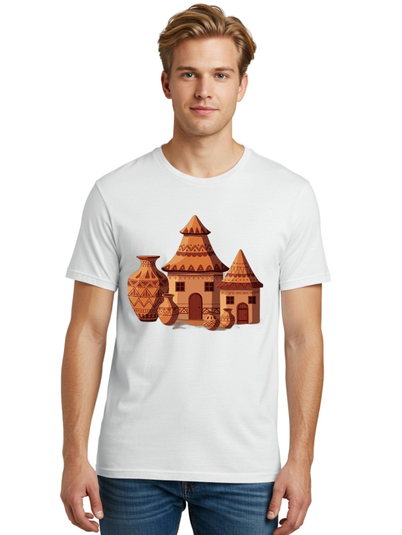 African-Huts-And-Vases Men'S Graphic Tee, 100% Cotton, Comfortable Casual Summer Wear, Machine Washable, Vintage Camera, Old Camera, Antique Camera, Black Camera, Classic Photography, Photography Equipment, Nostalgic Device, Film Camera, Bag130 22