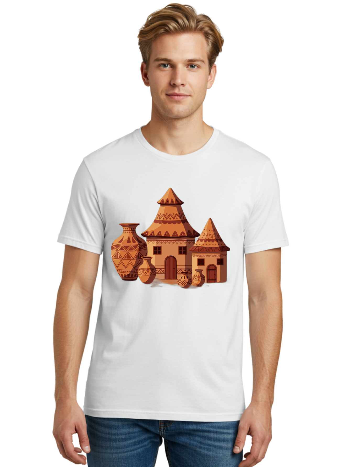 African-Huts-And-Vases Men'S Graphic Tee, 100% Cotton, Comfortable Casual Summer Wear, Machine Washable, Vintage Camera, Old Camera, Antique Camera, Black Camera, Classic Photography, Photography Equipment, Nostalgic Device, Film Camera, Bag130 24