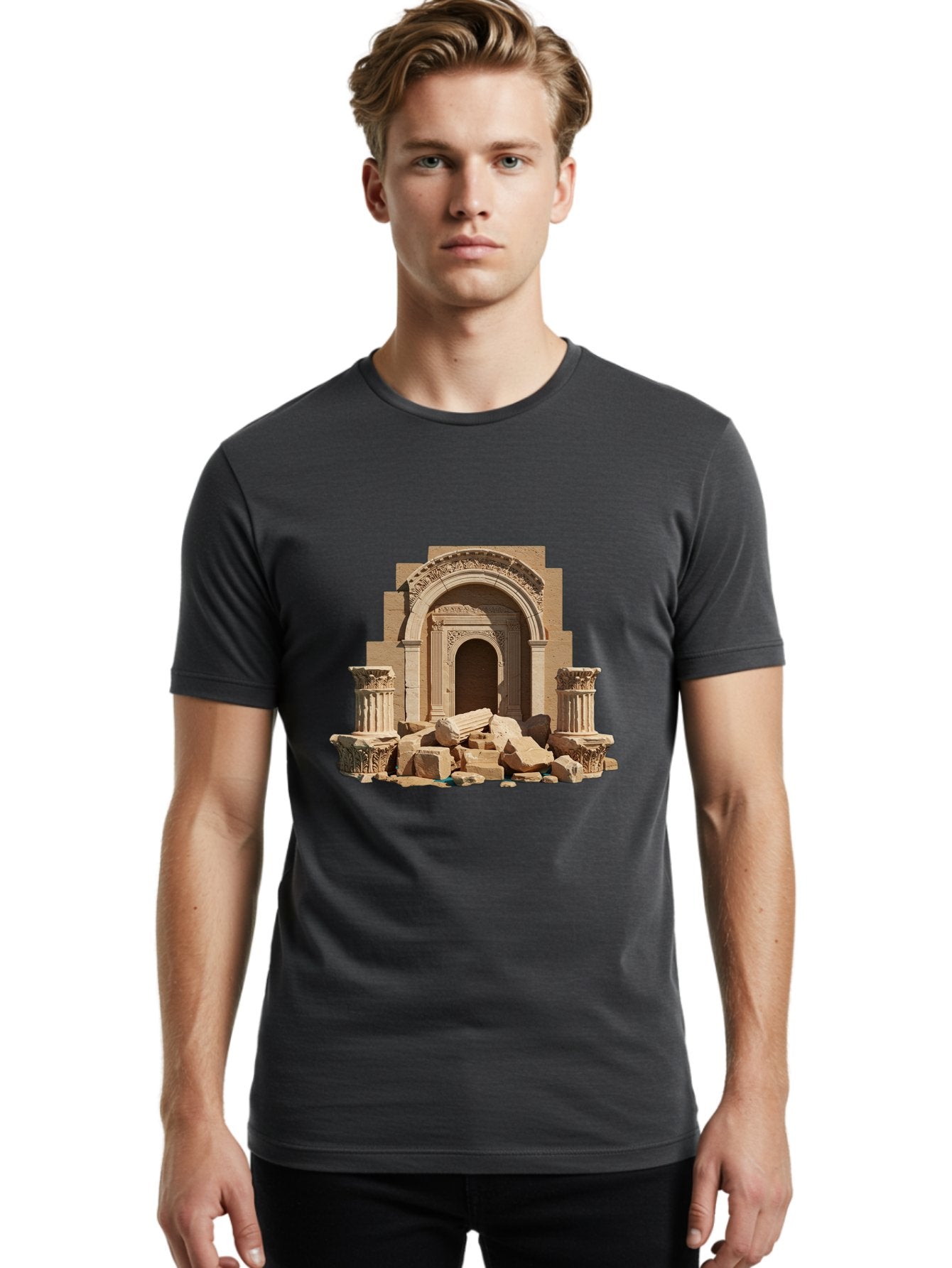 Ancient-Archway-Ruins Men'S Graphic Tee, 100% Cotton, Comfortable Casual Summer Wear, Machine Washable, Vintage Camera, Old Camera, Antique Camera, Black Camera, Classic Photography, Photography Equipment, Nostalgic Device, Film Camera, Bag133 25
