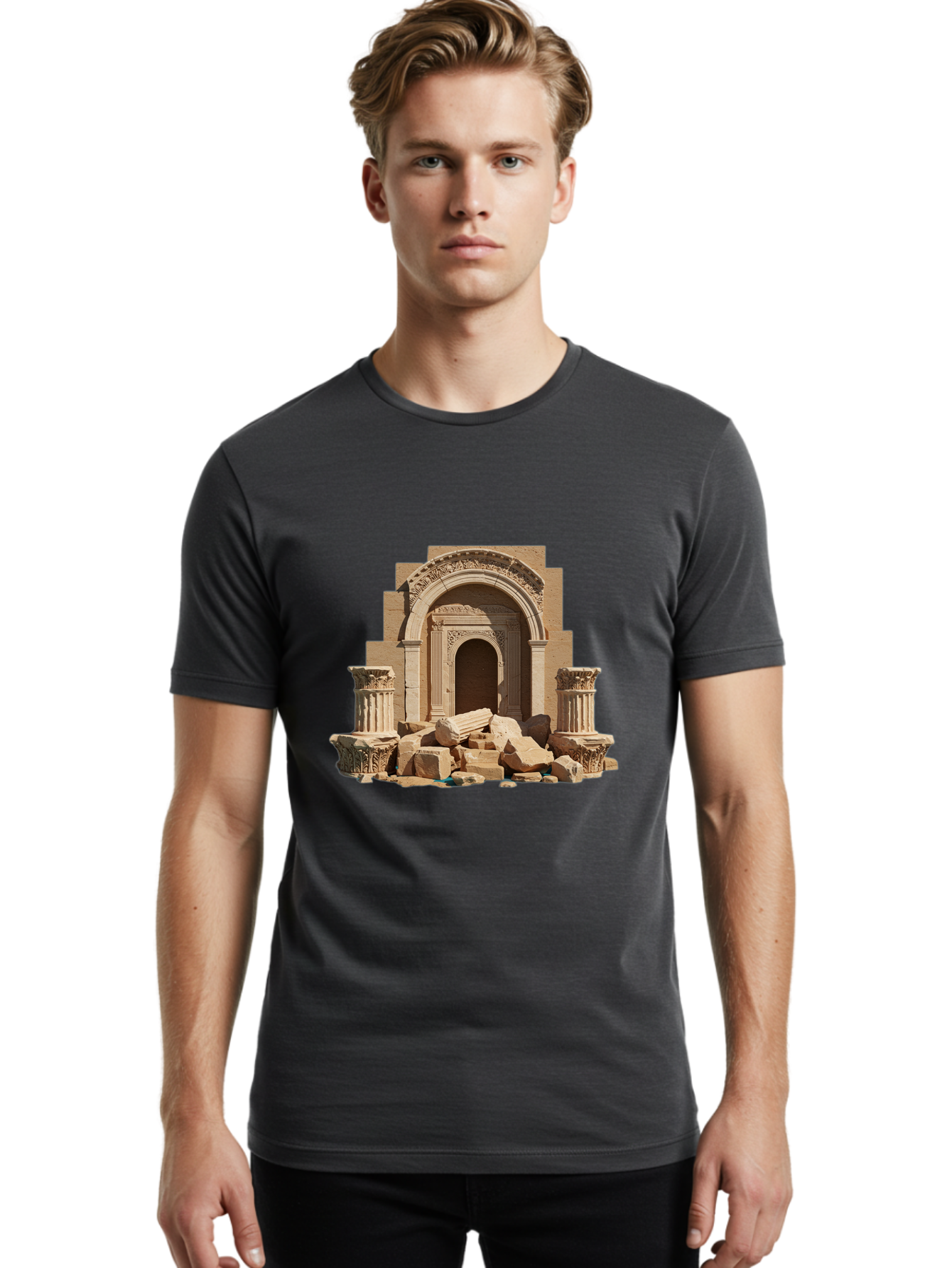 Ancient-Archway-Ruins Men'S Graphic Tee, 100% Cotton, Comfortable Casual Summer Wear, Machine Washable, Vintage Camera, Old Camera, Antique Camera, Black Camera, Classic Photography, Photography Equipment, Nostalgic Device, Film Camera, Bag133 21