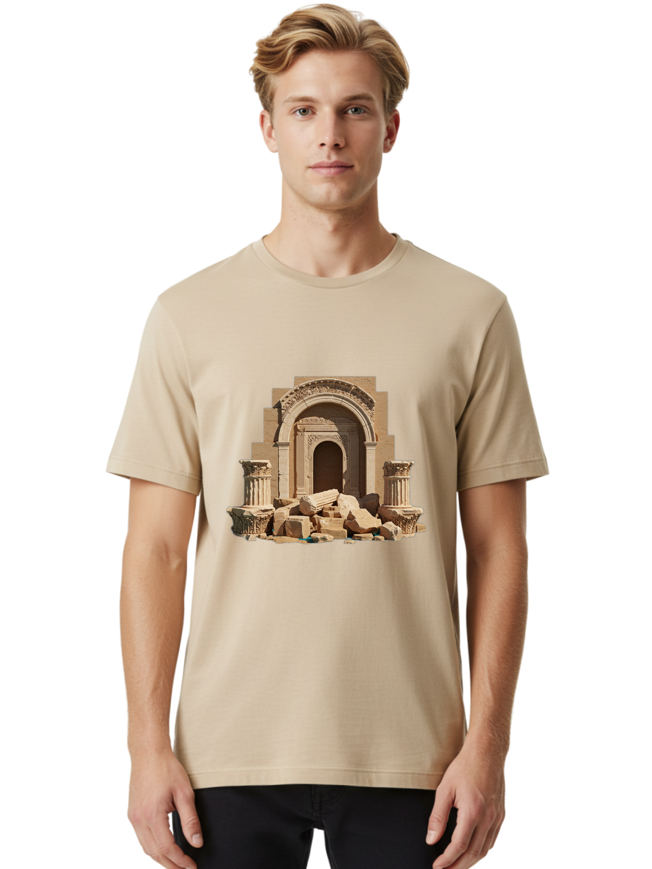 Ancient-Archway-Ruins Men'S Graphic Tee, 100% Cotton, Comfortable Casual Summer Wear, Machine Washable, Vintage Camera, Old Camera, Antique Camera, Black Camera, Classic Photography, Photography Equipment, Nostalgic Device, Film Camera, Bag133 30