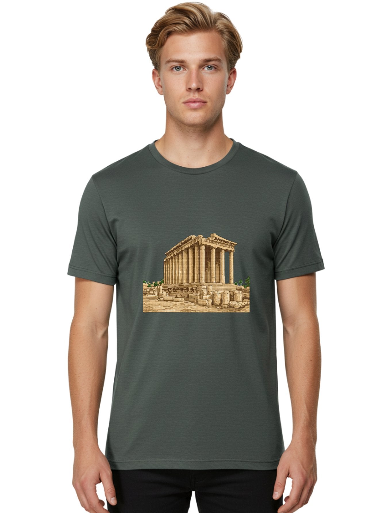 Ancient-Greek-Temple Men'S Graphic Tee, 100% Cotton, Comfortable Casual Summer Wear, Machine Washable, Vintage Camera, Old Camera, Antique Camera, Black Camera, Classic Photography, Photography Equipment, Nostalgic Device, Film Camera, Bag134 29