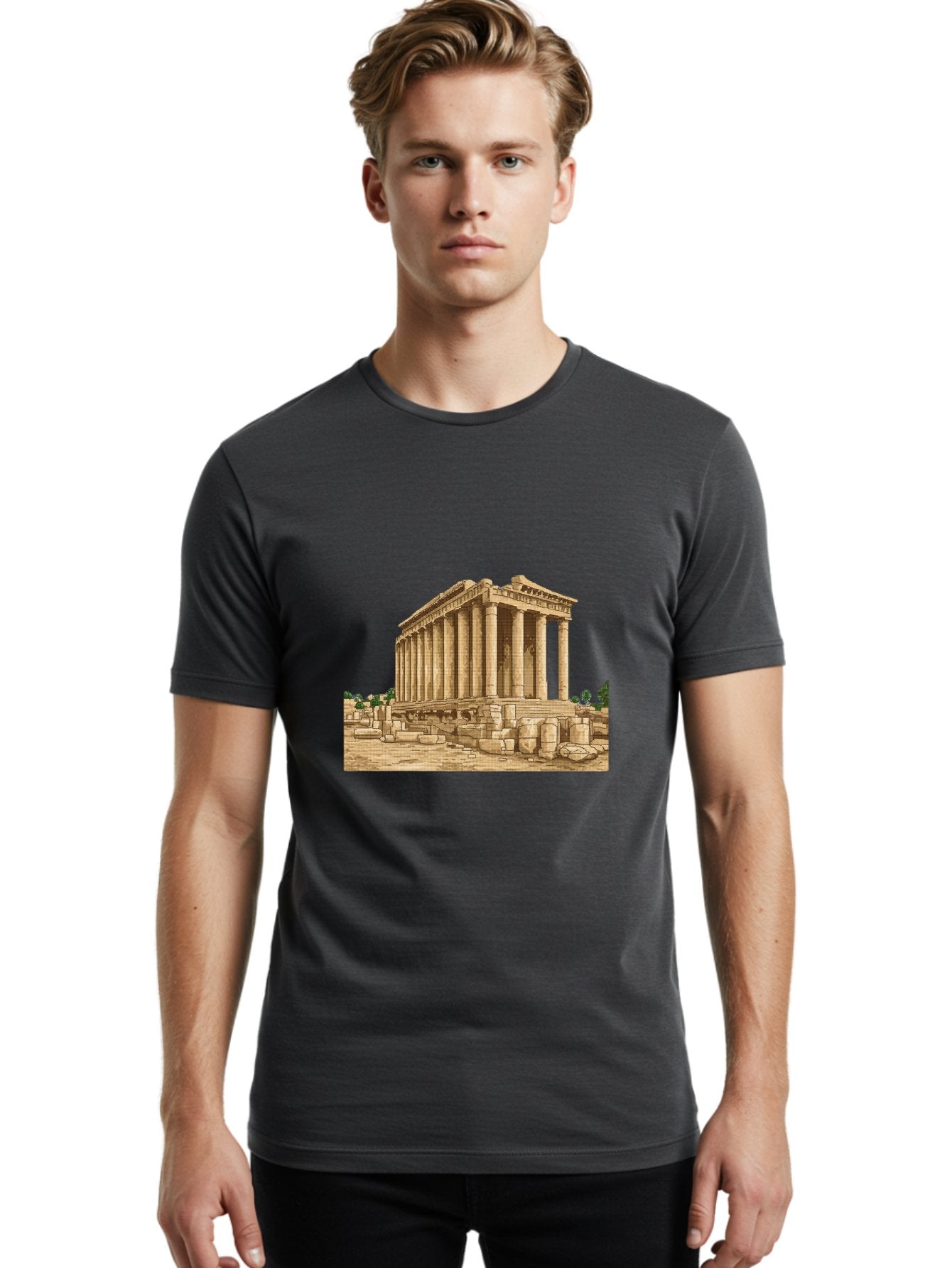 Ancient-Greek-Temple Men'S Graphic Tee, 100% Cotton, Comfortable Casual Summer Wear, Machine Washable, Vintage Camera, Old Camera, Antique Camera, Black Camera, Classic Photography, Photography Equipment, Nostalgic Device, Film Camera, Bag134 22