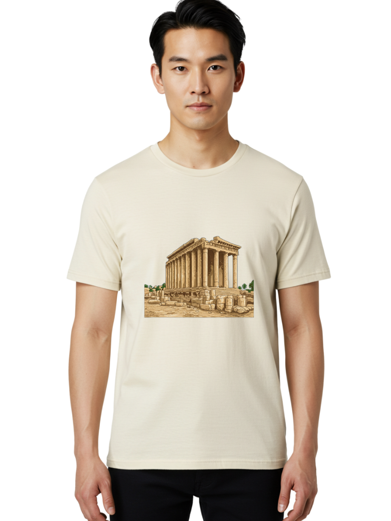 Ancient-Greek-Temple Men'S Graphic Tee, 100% Cotton, Comfortable Casual Summer Wear, Machine Washable, Vintage Camera, Old Camera, Antique Camera, Black Camera, Classic Photography, Photography Equipment, Nostalgic Device, Film Camera, Bag134 27