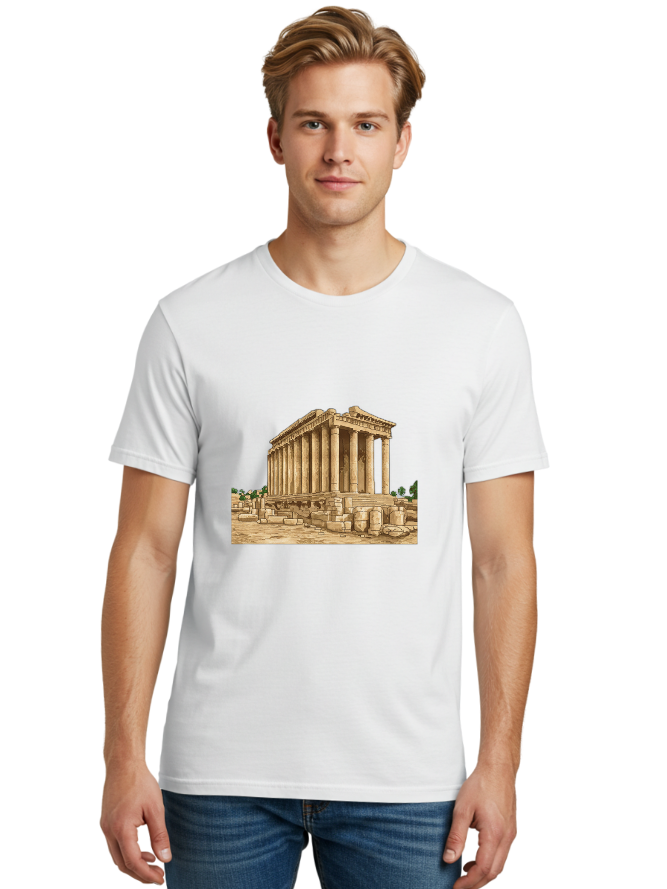 Ancient-Greek-Temple Men'S Graphic Tee, 100% Cotton, Comfortable Casual Summer Wear, Machine Washable, Vintage Camera, Old Camera, Antique Camera, Black Camera, Classic Photography, Photography Equipment, Nostalgic Device, Film Camera, Bag134 29