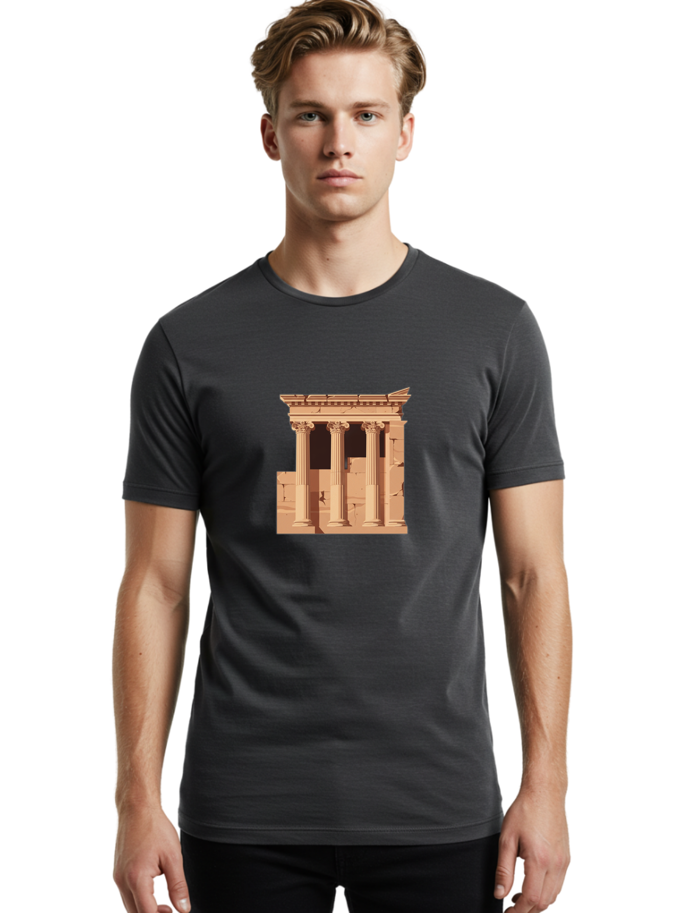 Ancient-Temple Men'S Graphic Tee, 100% Cotton, Comfortable Casual Summer Wear, Machine Washable, Vintage Camera, Old Camera, Antique Camera, Black Camera, Classic Photography, Photography Equipment, Nostalgic Device, Film Camera, Camera Art Bag135 30