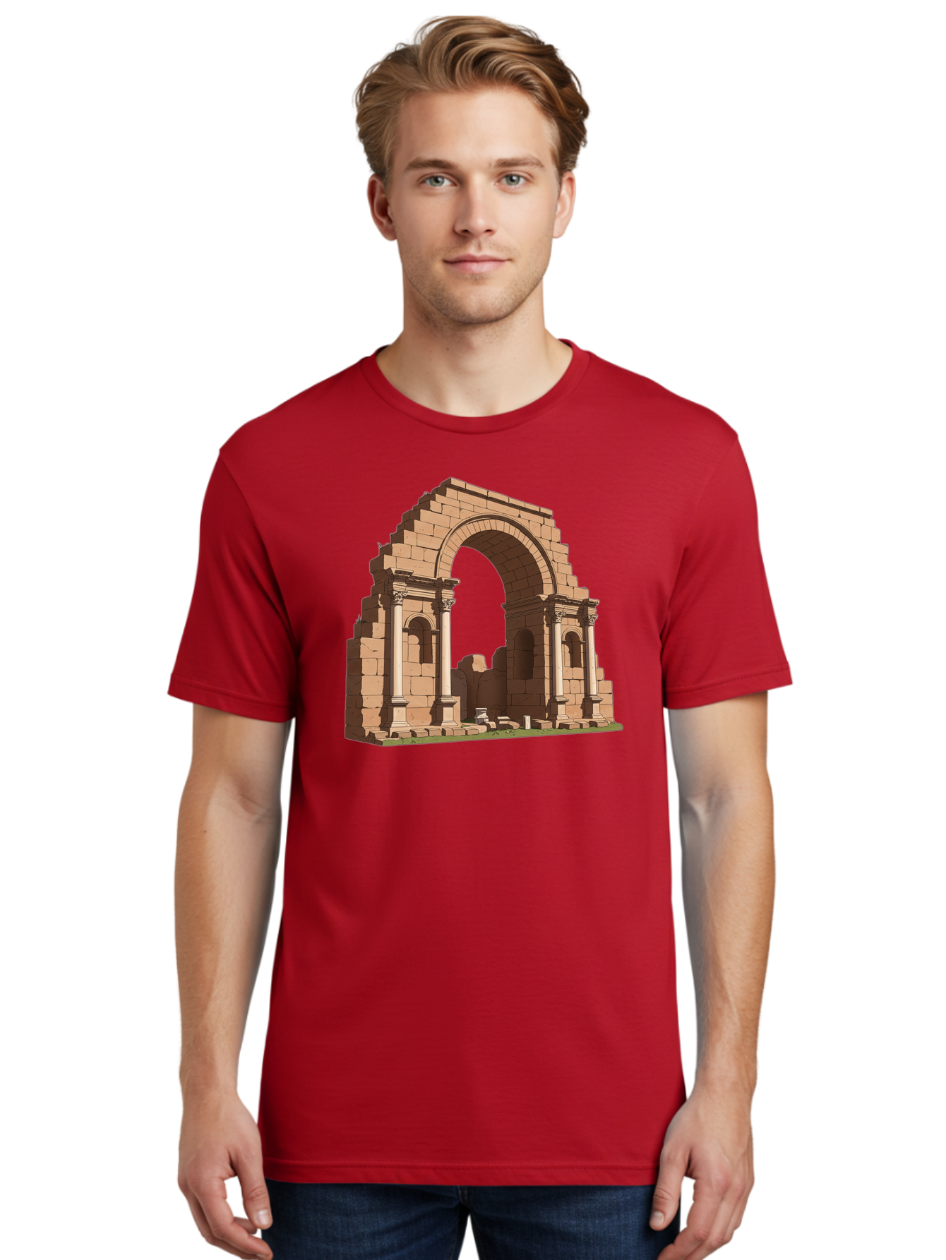 Archway-Ruins Men'S Graphic Tee, 100% Cotton, Comfortable Casual Summer Wear, Machine Washable, Vintage Camera, Old Camera, Antique Camera, Black Camera, Classic Photography, Photography Equipment, Nostalgic Device, Film Camera, Camera Art Bag146 29
