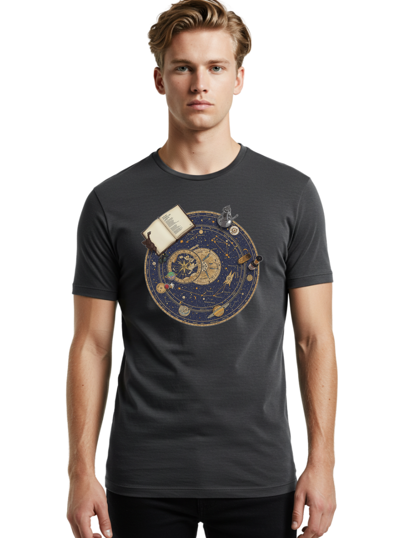 Astronomy-Wheel Men'S Graphic Tee, 100% Cotton, Comfortable Casual Summer Wear, Machine Washable, Vintage Camera, Old Camera, Antique Camera, Black Camera, Classic Photography, Photography Equipment, Nostalgic Device, Film Camera, Camera Art Bag153 17