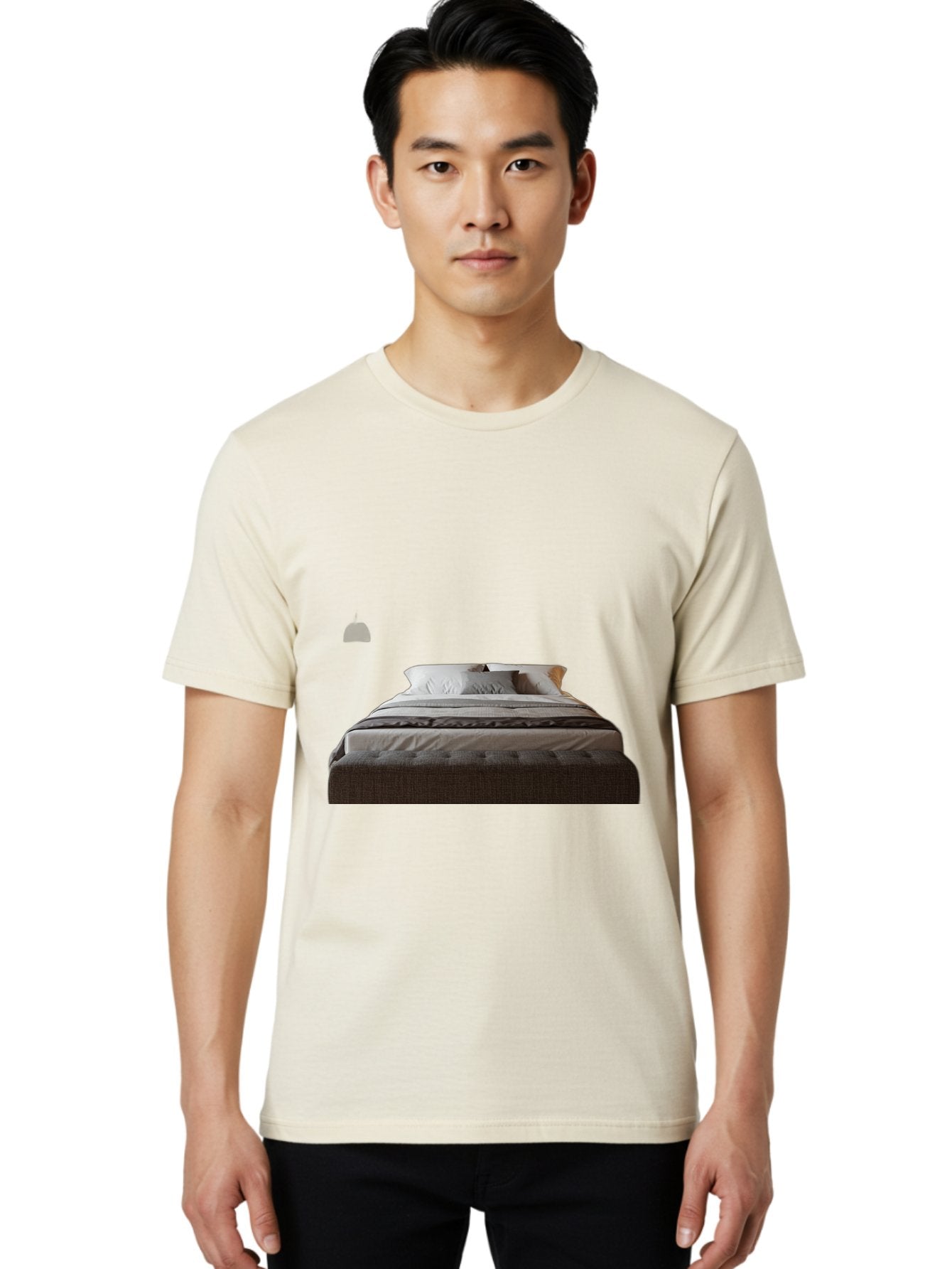 Bed-With-White-Pillows Men'S Graphic Tee, 100% Cotton, Comfortable Casual Summer Wear, Machine Washable, Vintage Camera, Old Camera, Antique Camera, Black Camera, Classic Photography, Photography Equipment, Nostalgic Device, Film Camera, Bag168 25