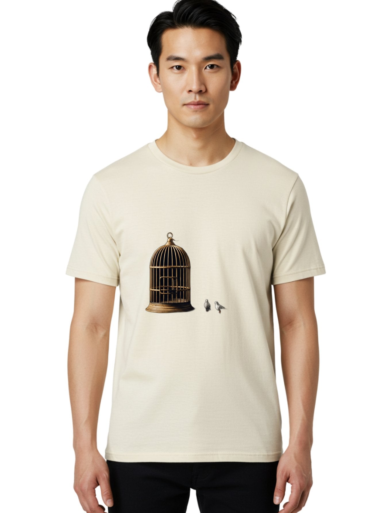 Bird-Cage-And-Birds Men'S Graphic Tee, 100% Cotton, Comfortable Casual Summer Wear, Machine Washable, Vintage Camera, Old Camera, Antique Camera, Black Camera, Classic Photography, Photography Equipment, Nostalgic Device, Film Camera, Bag172 20