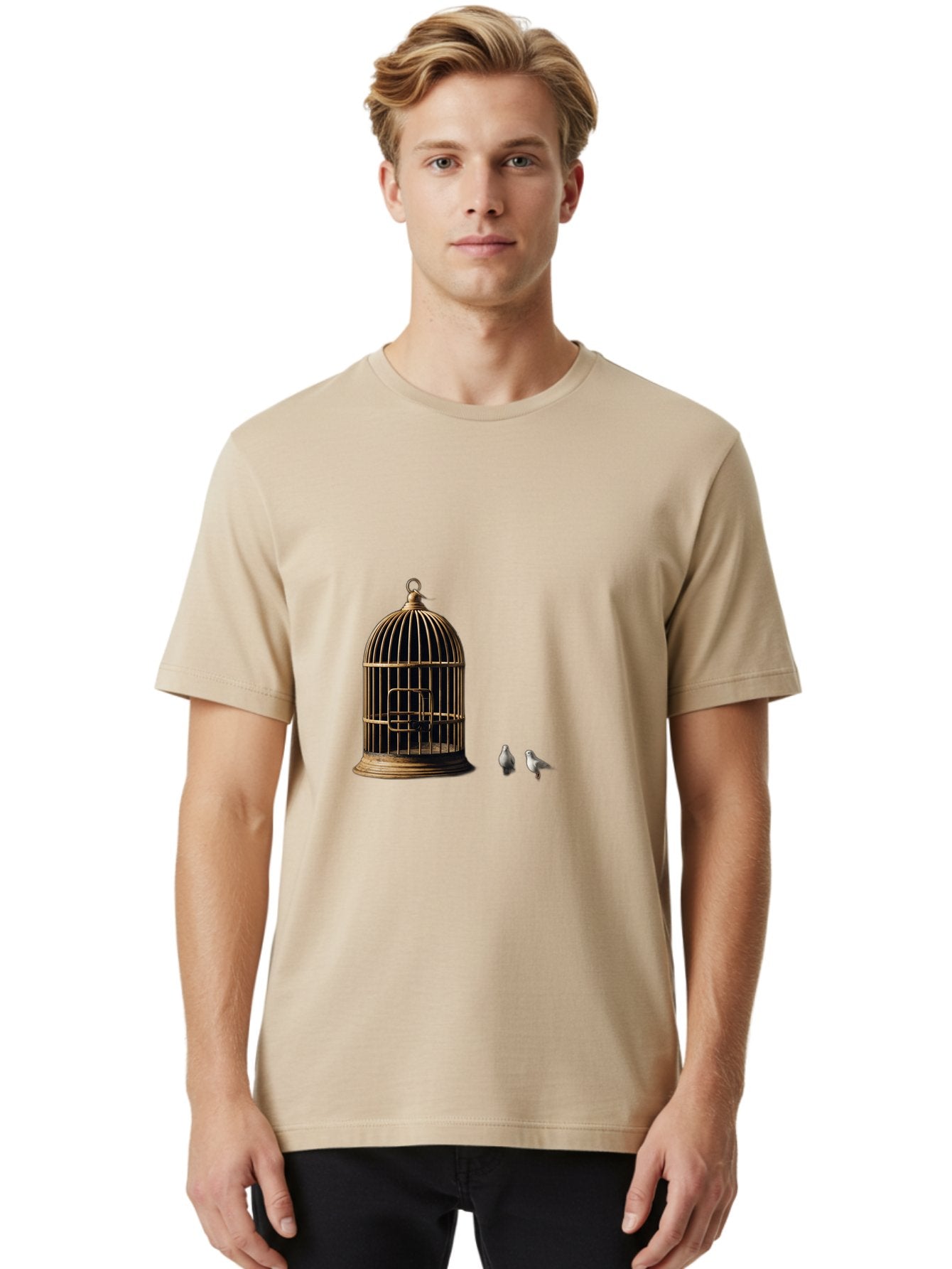 Bird-Cage-And-Birds Men'S Graphic Tee, 100% Cotton, Comfortable Casual Summer Wear, Machine Washable, Vintage Camera, Old Camera, Antique Camera, Black Camera, Classic Photography, Photography Equipment, Nostalgic Device, Film Camera, Bag172 24
