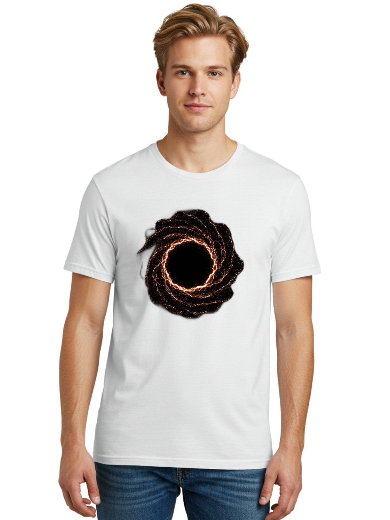 Black-Hole-Vortex Men'S Graphic Tee, 100% Cotton, Comfortable Casual Summer Wear, Machine Washable, Vintage Camera, Old Camera, Antique Camera, Black Camera, Classic Photography, Photography Equipment, Nostalgic Device, Film Camera, Camera Art Bag180 24
