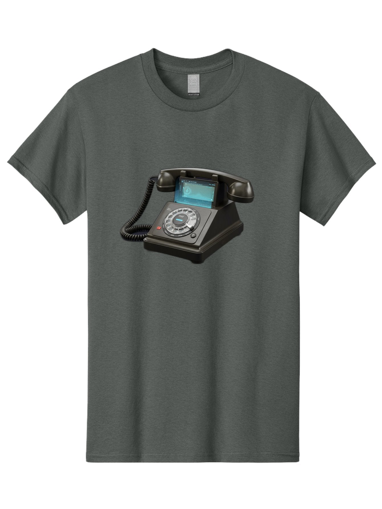 Black-Rotary-Phone-With-Lcd-Screen Men'S Graphic Tee, 100% Cotton, Comfortable Casual Summer Wear, Machine Washable, Vintage Camera, Old Camera, Antique Camera, Black Camera, Classic Photography, Photography Equipment, Nostalgic Device, Bag182 7
