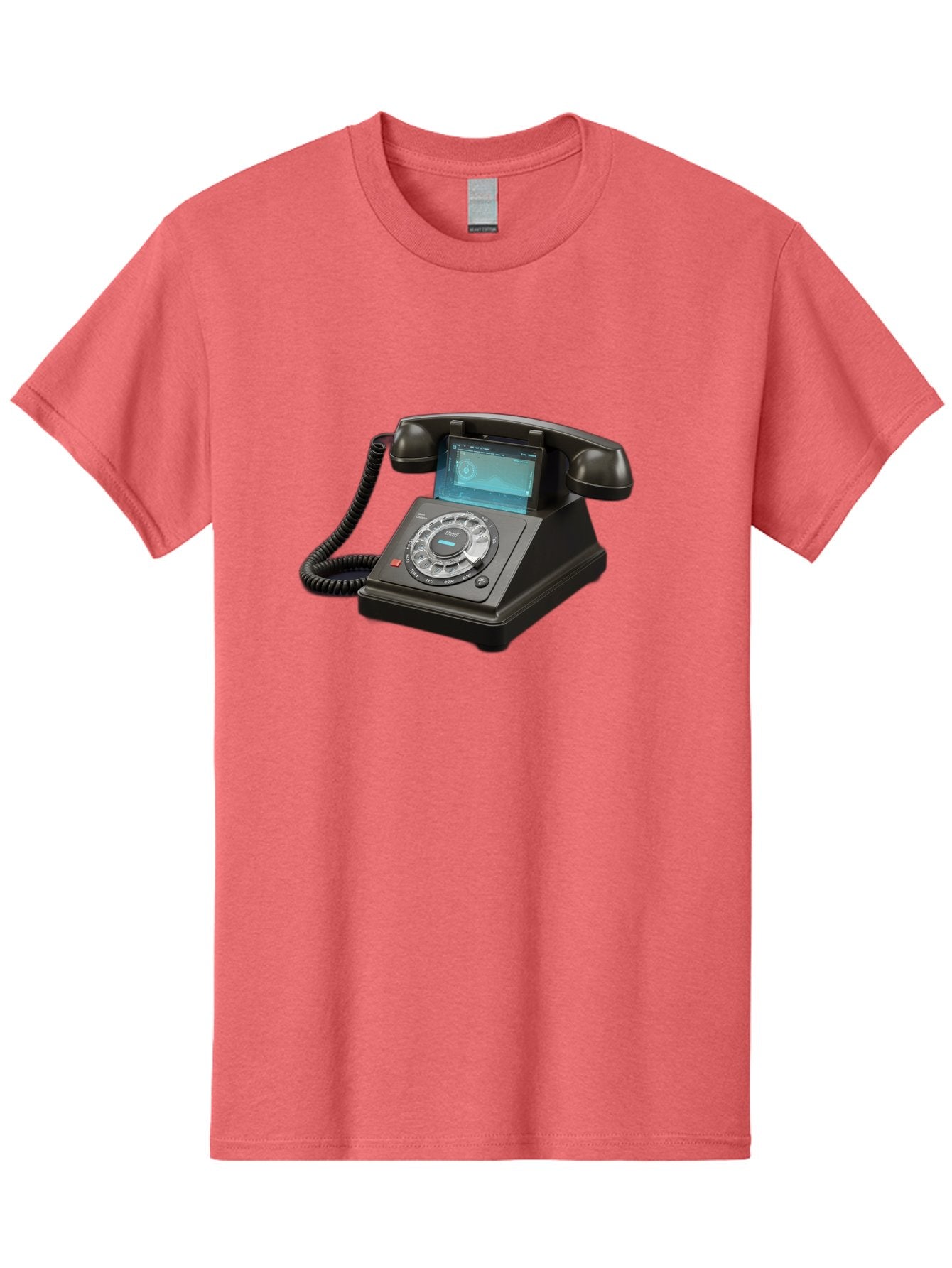 Black-Rotary-Phone-With-Lcd-Screen Men'S Graphic Tee, 100% Cotton, Comfortable Casual Summer Wear, Machine Washable, Vintage Camera, Old Camera, Antique Camera, Black Camera, Classic Photography, Photography Equipment, Nostalgic Device, Bag182 5