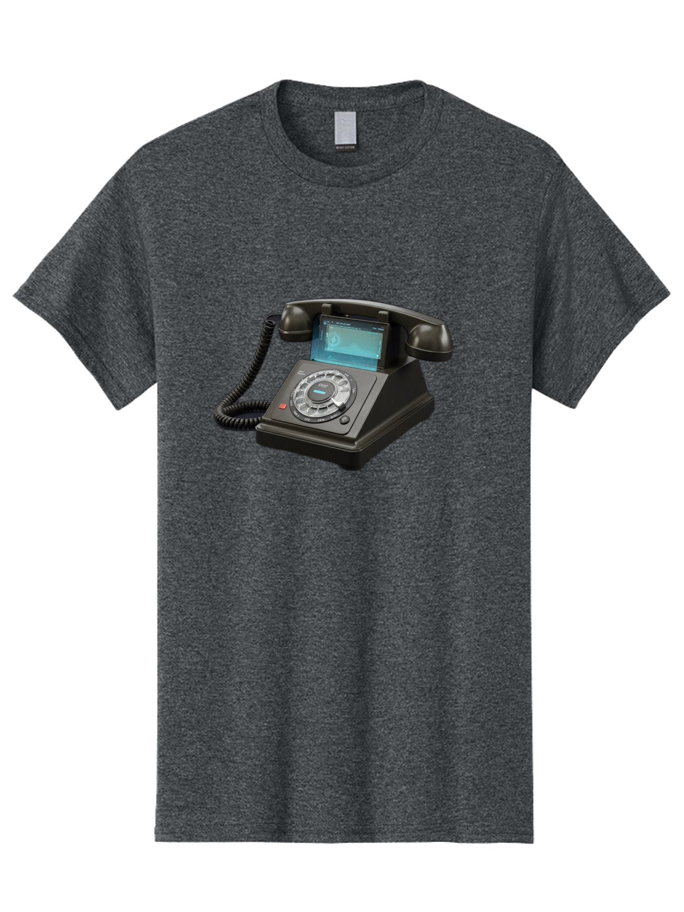 Black-Rotary-Phone-With-Lcd-Screen Men'S Graphic Tee, 100% Cotton, Comfortable Casual Summer Wear, Machine Washable, Vintage Camera, Old Camera, Antique Camera, Black Camera, Classic Photography, Photography Equipment, Nostalgic Device, Bag182