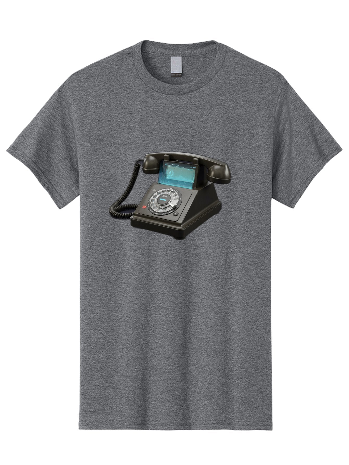 Black-Rotary-Phone-With-Lcd-Screen Men'S Graphic Tee, 100% Cotton, Comfortable Casual Summer Wear, Machine Washable, Vintage Camera, Old Camera, Antique Camera, Black Camera, Classic Photography, Photography Equipment, Nostalgic Device, Bag182 13