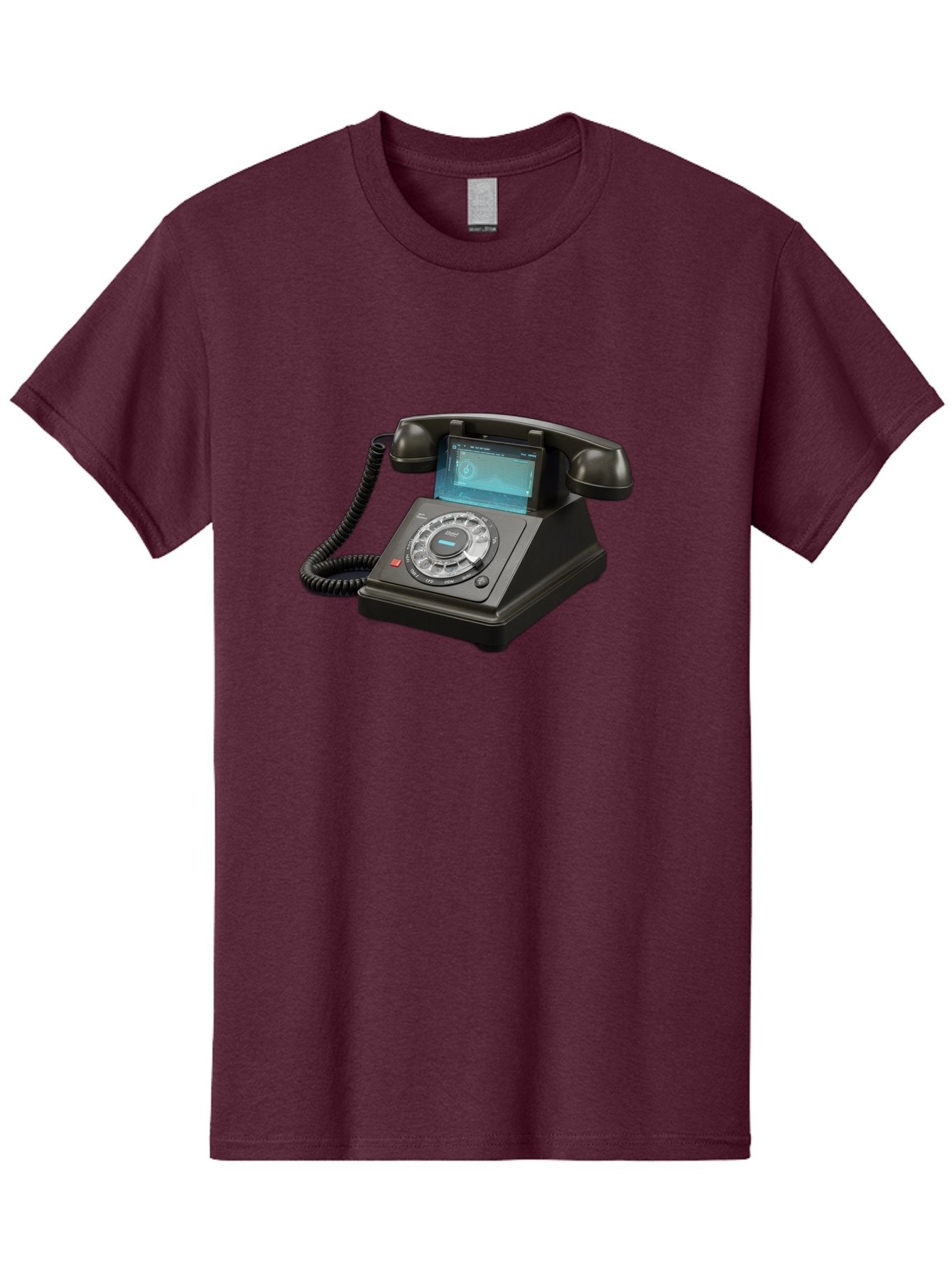 Black-Rotary-Phone-With-Lcd-Screen Men'S Graphic Tee, 100% Cotton, Comfortable Casual Summer Wear, Machine Washable, Vintage Camera, Old Camera, Antique Camera, Black Camera, Classic Photography, Photography Equipment, Nostalgic Device, Bag182 9