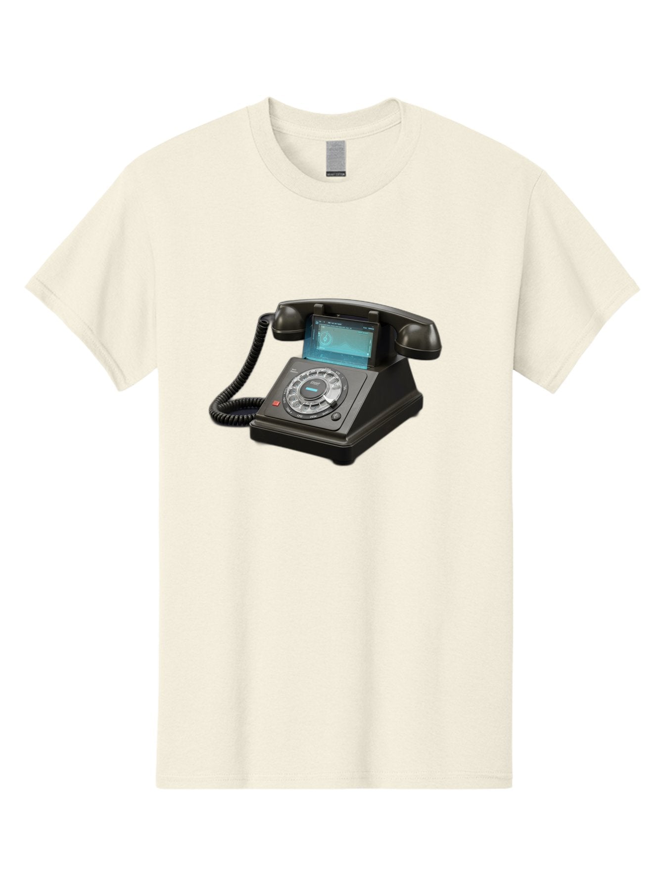 Black-Rotary-Phone-With-Lcd-Screen Men'S Graphic Tee, 100% Cotton, Comfortable Casual Summer Wear, Machine Washable, Vintage Camera, Old Camera, Antique Camera, Black Camera, Classic Photography, Photography Equipment, Nostalgic Device, Bag182 15