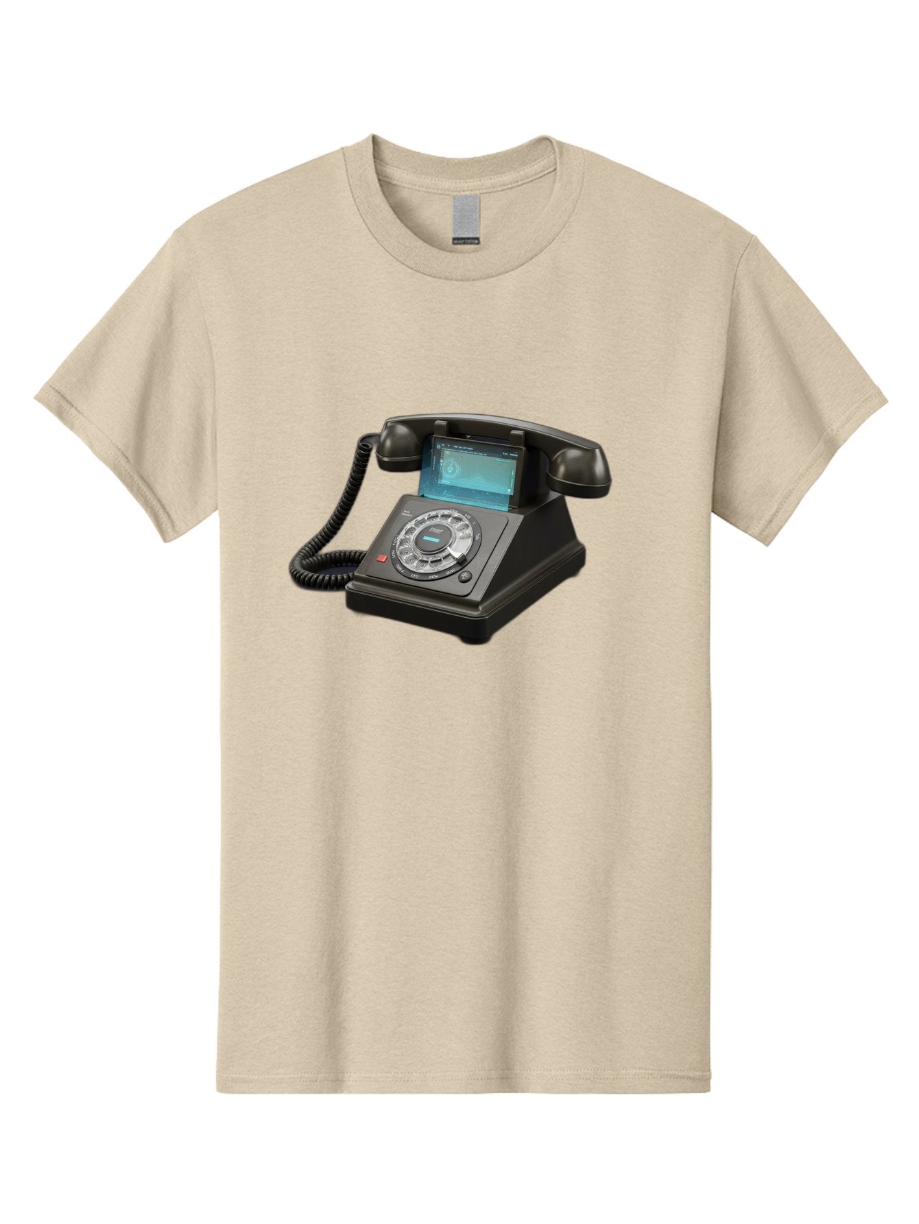 Black-Rotary-Phone-With-Lcd-Screen Men'S Graphic Tee, 100% Cotton, Comfortable Casual Summer Wear, Machine Washable, Vintage Camera, Old Camera, Antique Camera, Black Camera, Classic Photography, Photography Equipment, Nostalgic Device, Bag182 10