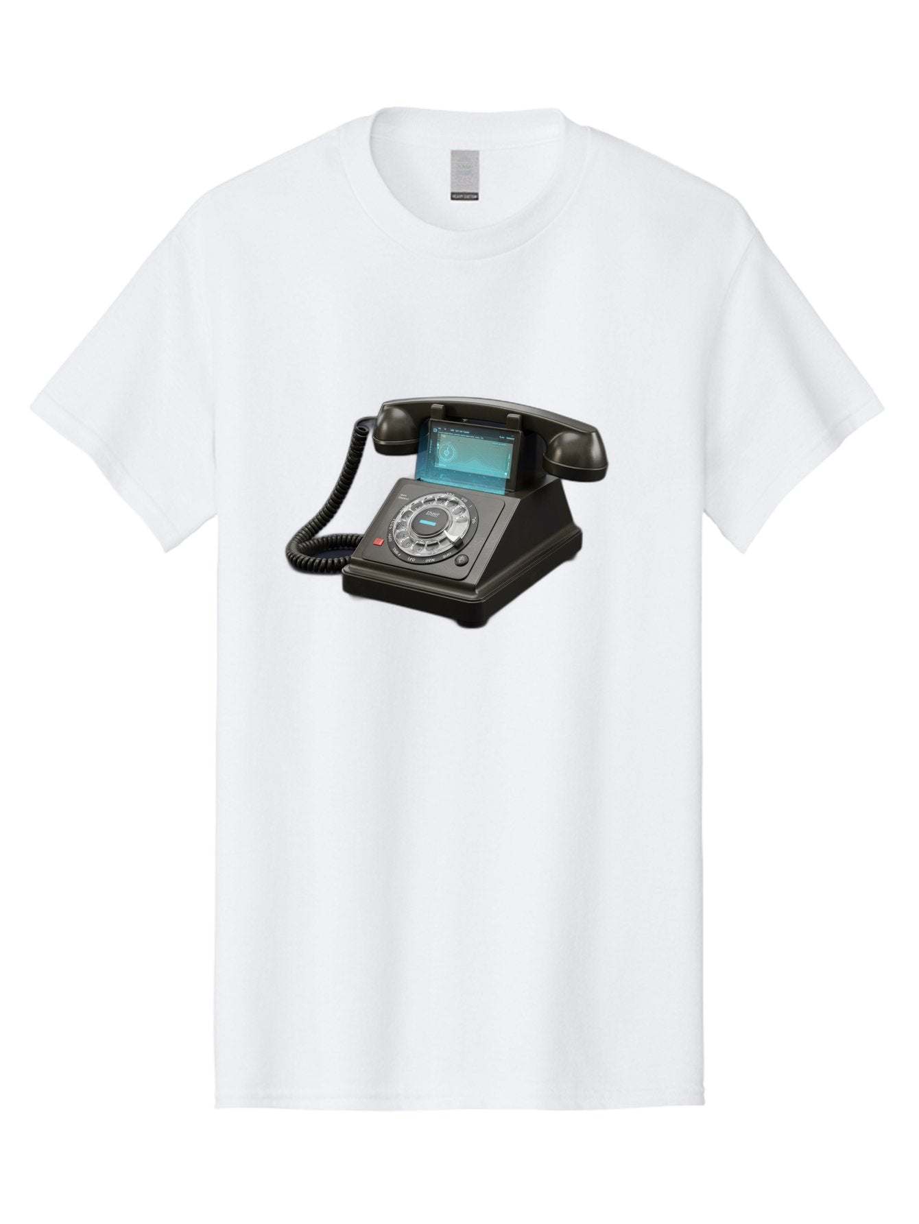 Black-Rotary-Phone-With-Lcd-Screen Men'S Graphic Tee, 100% Cotton, Comfortable Casual Summer Wear, Machine Washable, Vintage Camera, Old Camera, Antique Camera, Black Camera, Classic Photography, Photography Equipment, Nostalgic Device, Bag182 6