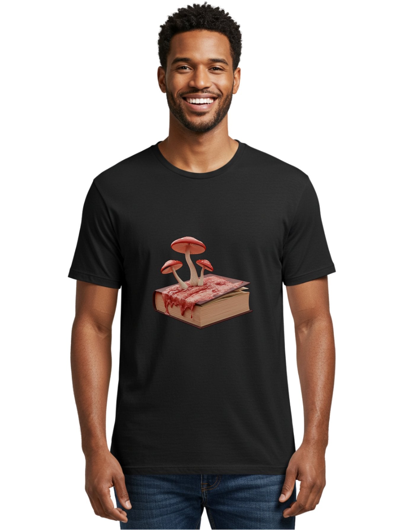 Bloody-Book-With-Mushrooms Men'S Graphic Tee, 100% Cotton, Comfortable Casual Summer Wear, Machine Washable, Vintage Camera, Old Camera, Antique Camera, Black Camera, Classic Photography, Photography Equipment, Nostalgic Device, Film Camera, Bag183 29